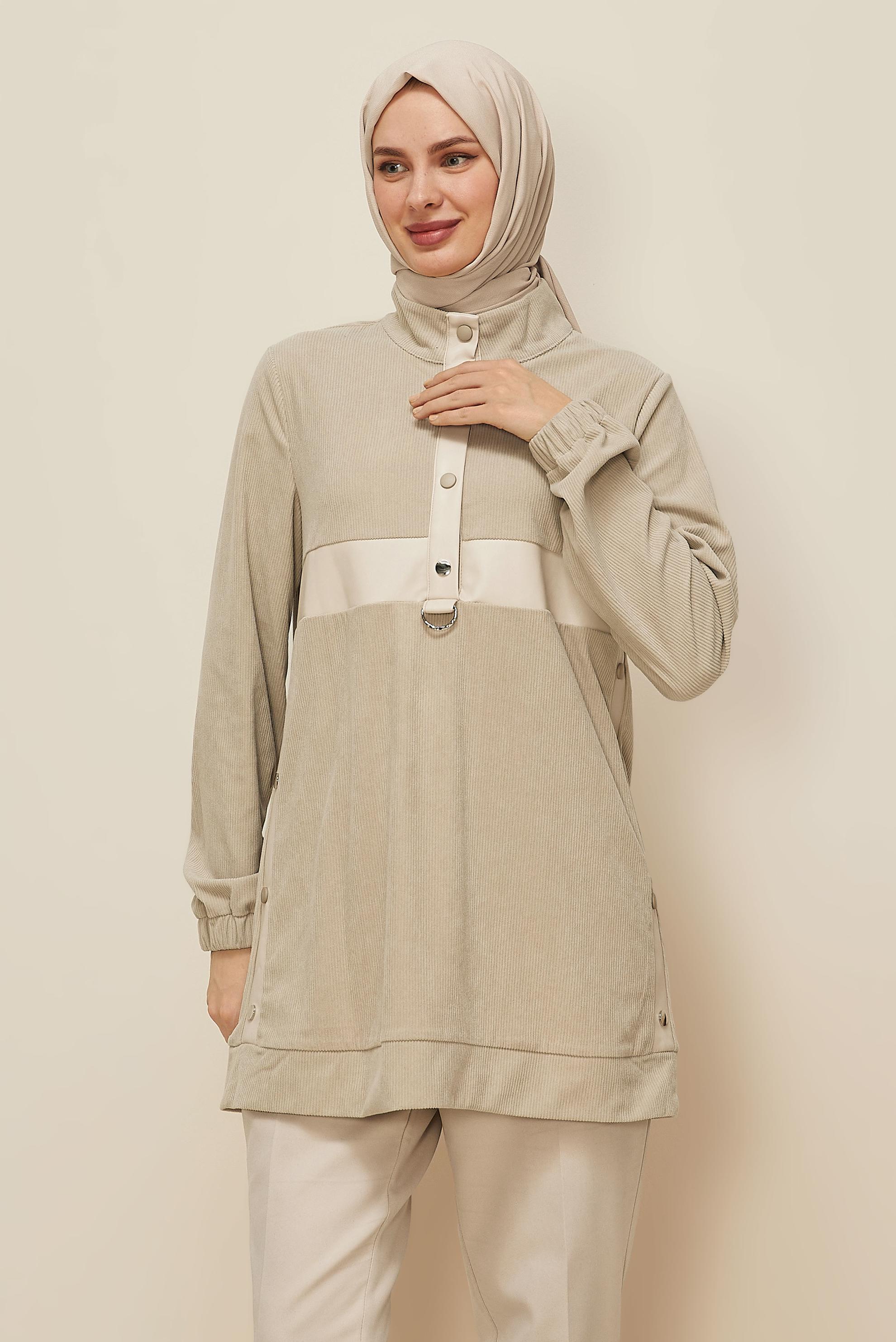 Tesettür giyim BEJ 45976 8569 EŞOFMAN TUNİK 38-44 TEK 40