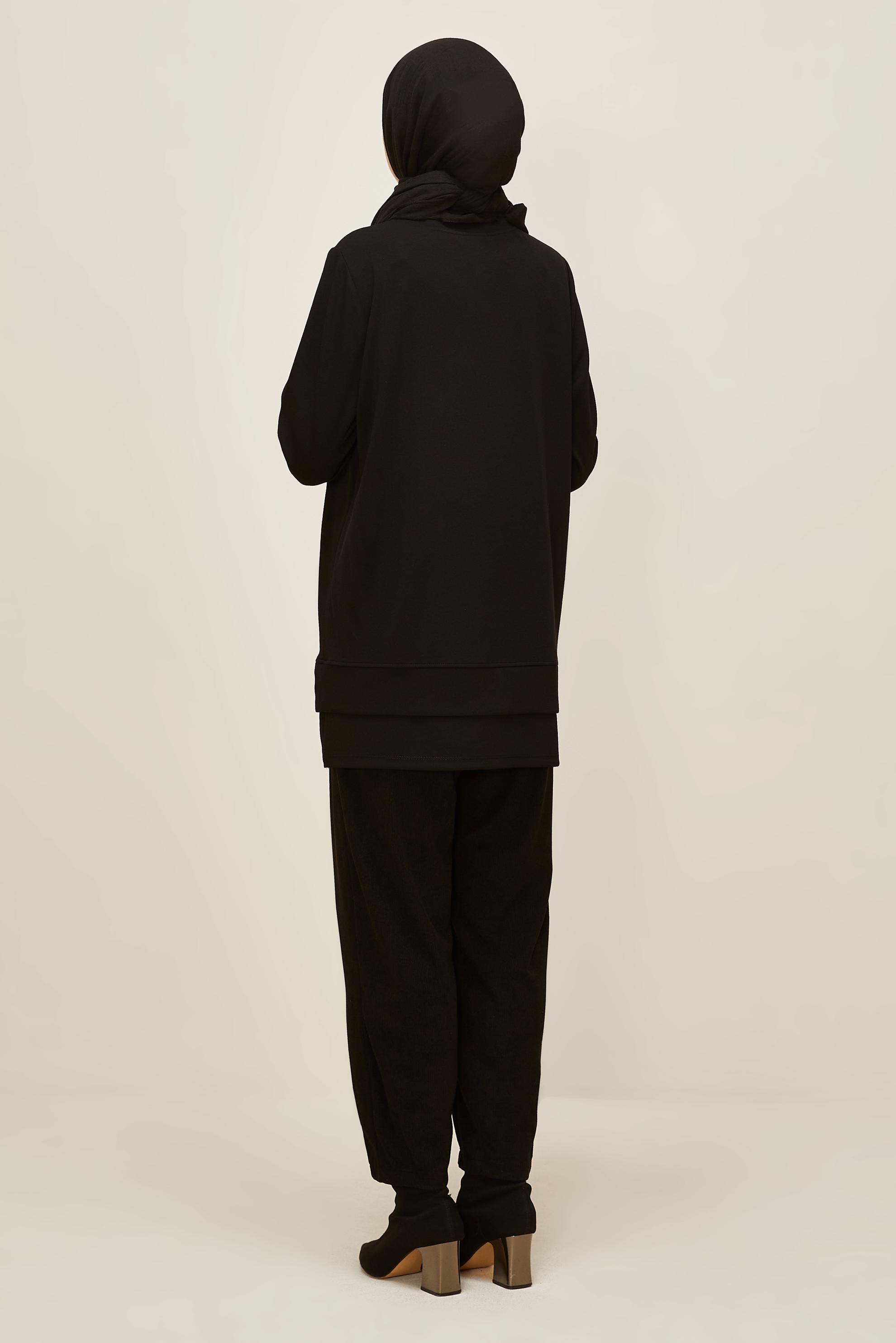 Vêtements hijab NOIR TUNIQUE DE SURVÊTEMENT À COL ROND 45977