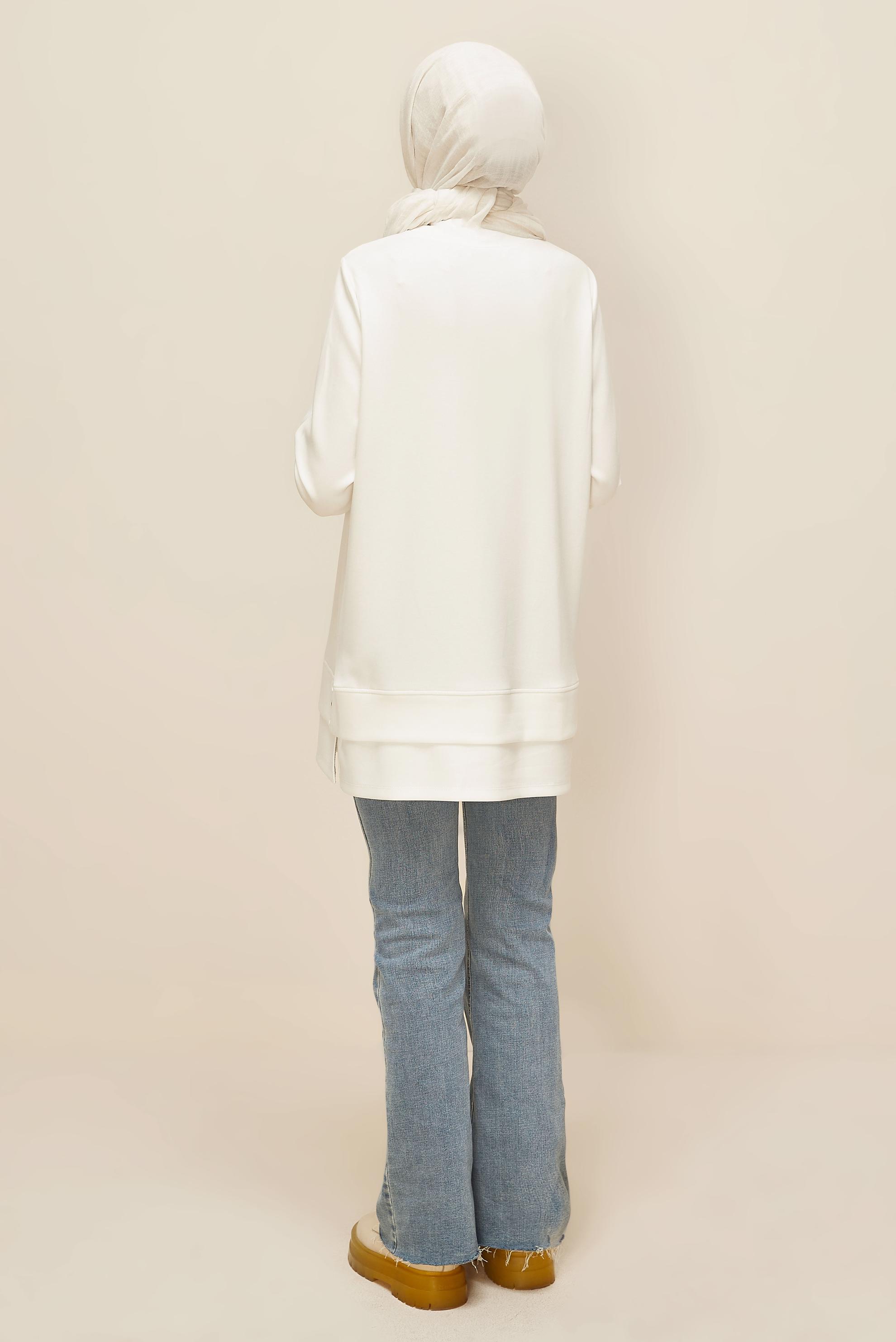 Vêtements hijab BLANC TUNIQUE DE SURVÊTEMENT À COL ROND 45977