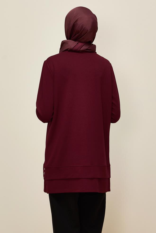 Tesettür giyim BORDO 45977 AZEL EŞOFMAN TUNİK 38-46 TEK 40 - ALVİNA