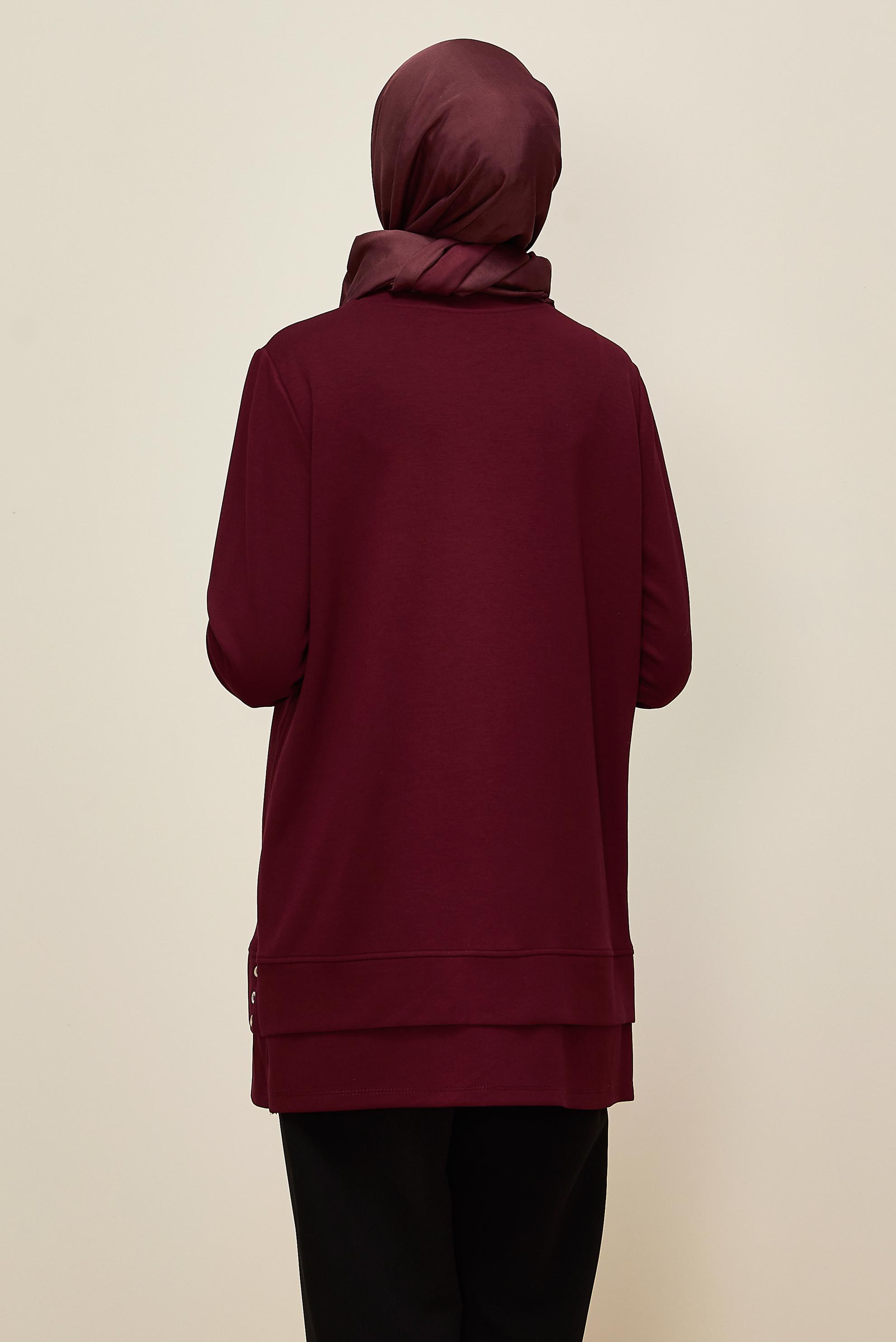 Hijab clothing CLARET RED 45977 AZEL EŞOFMAN TUNİK 38-46 TEK 40