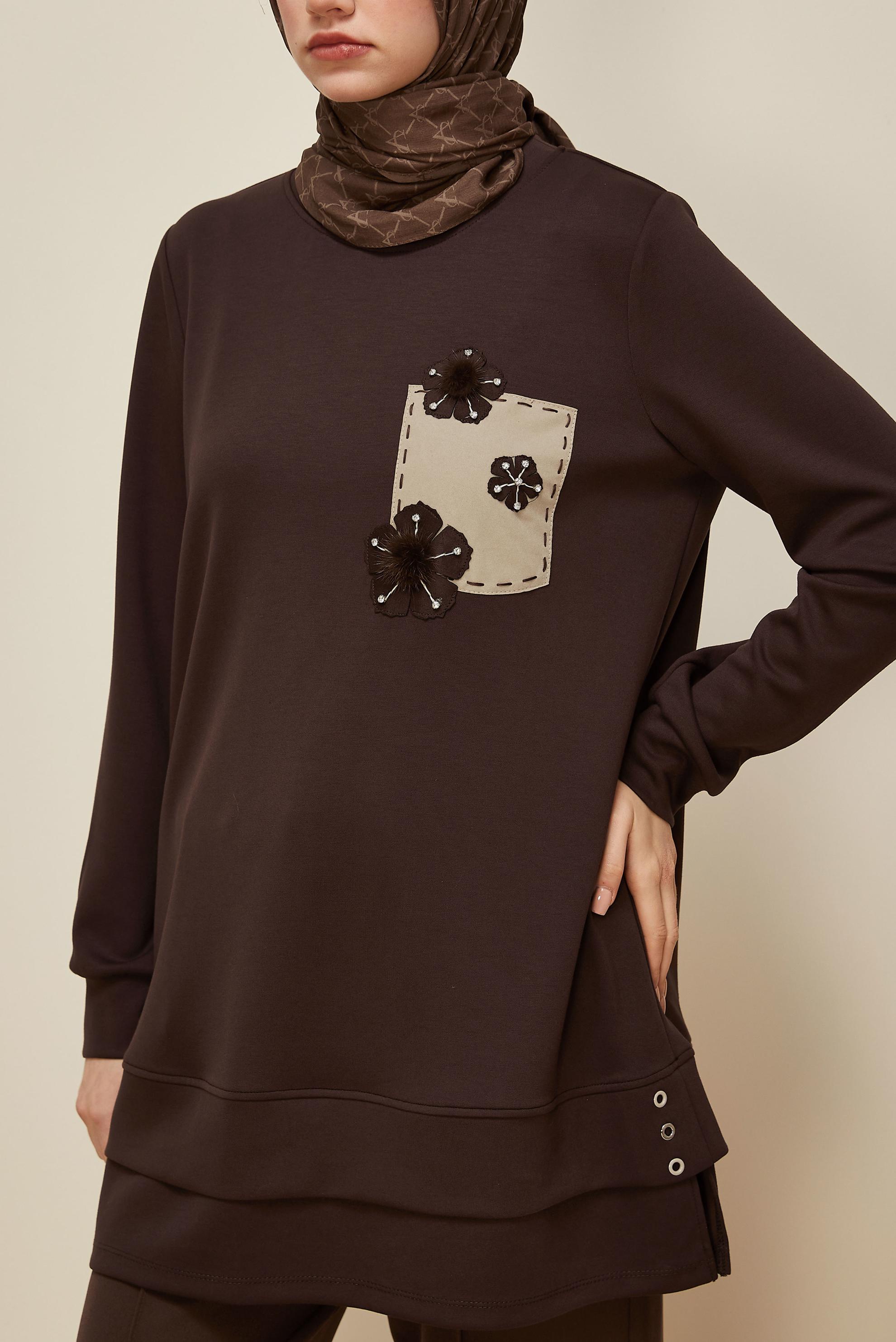 Hijab clothing BROWN 45977 AZEL EŞOFMAN TUNİK 38-46 TEK 40