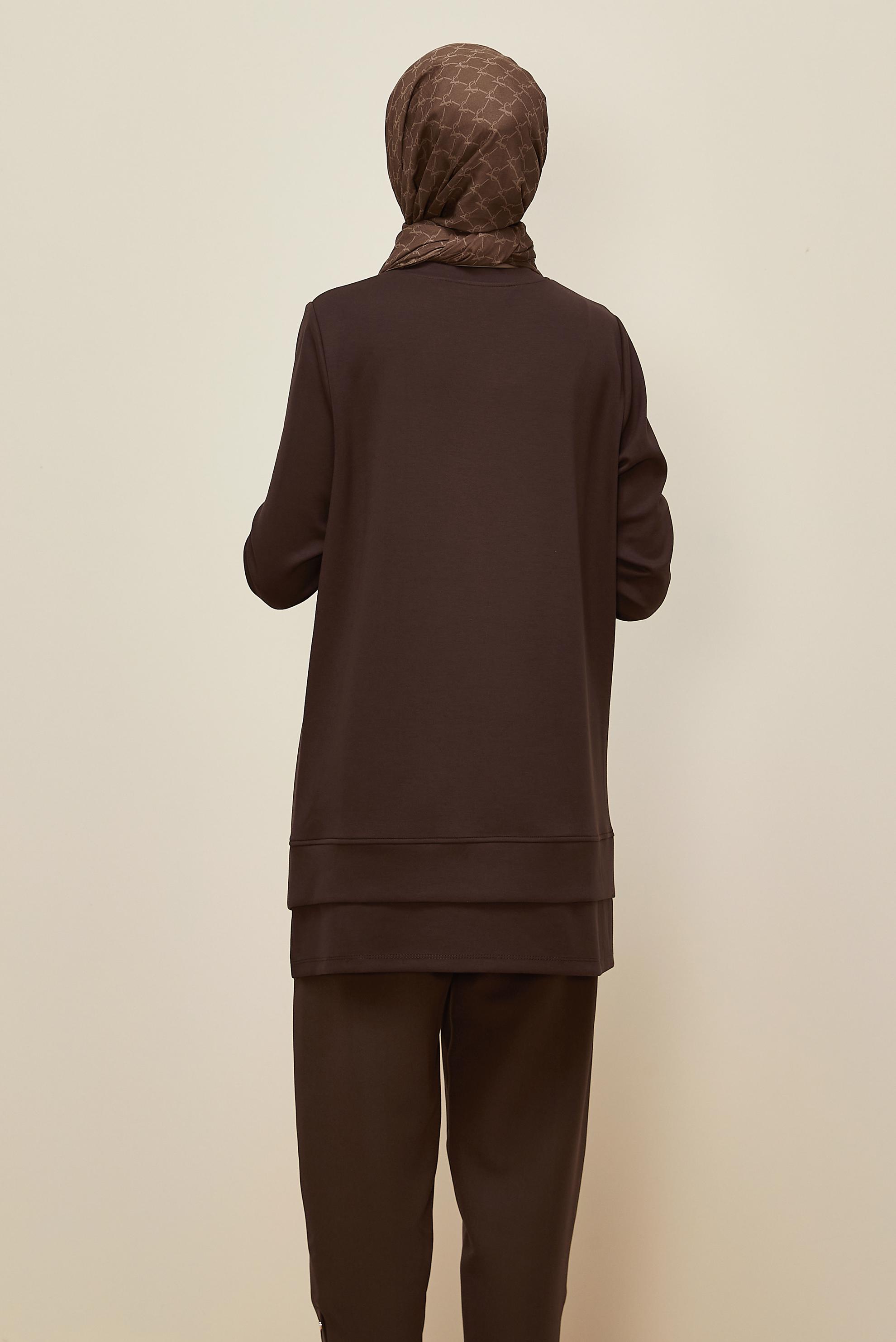 Hijab clothing BROWN 45977 AZEL EŞOFMAN TUNİK 38-46 TEK 40
