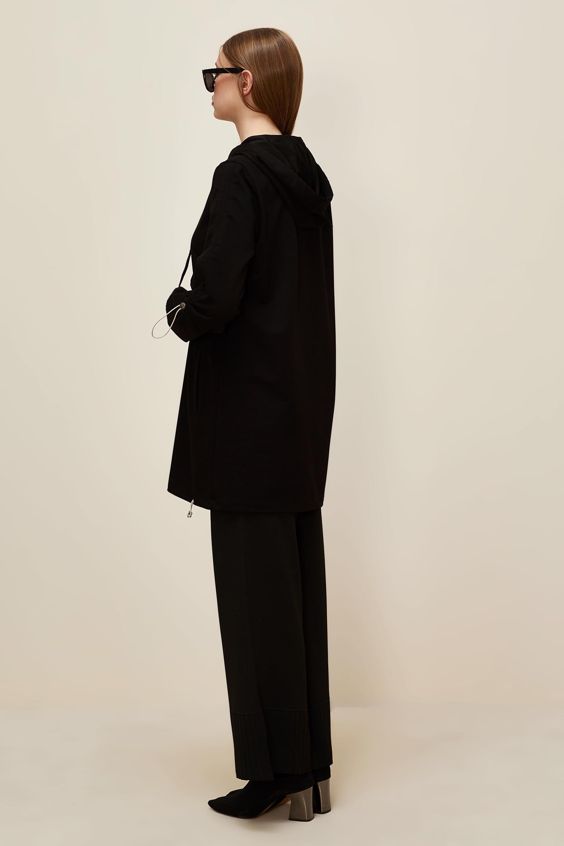 Tesettür giyim SİYAH KAPÜŞONLU EŞOFMAN TUNİK 45978