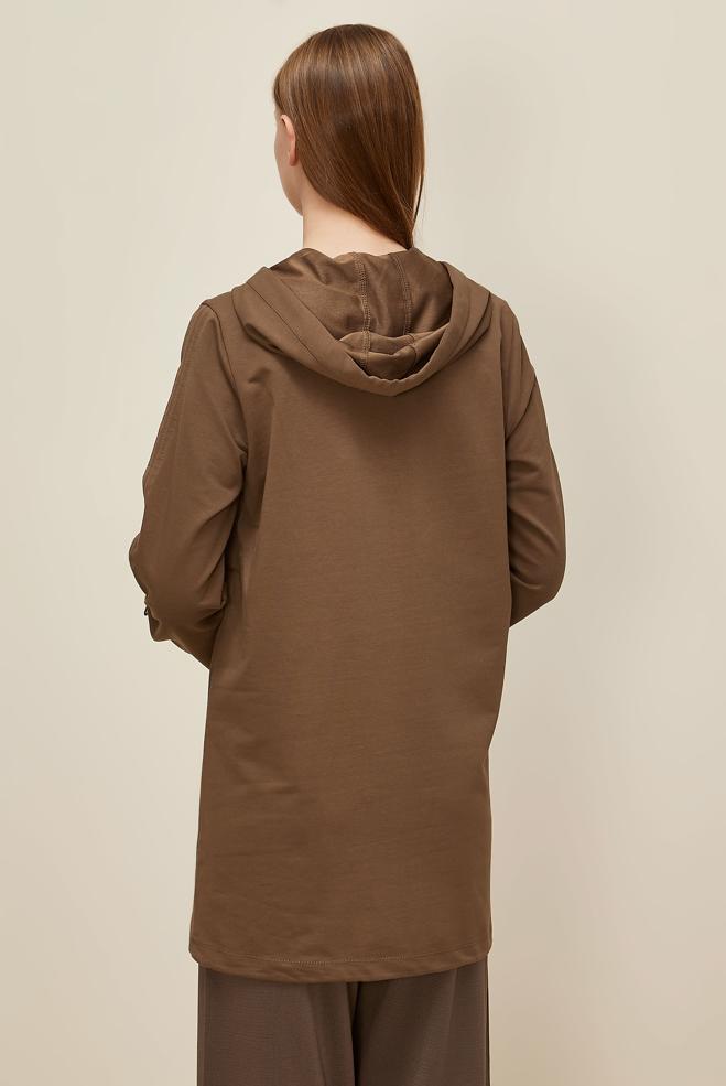 Vêtements hijab BRUN TUNIQUE DE SURVÊTEMENT À CAPUCHE 45978 - ALVİNA