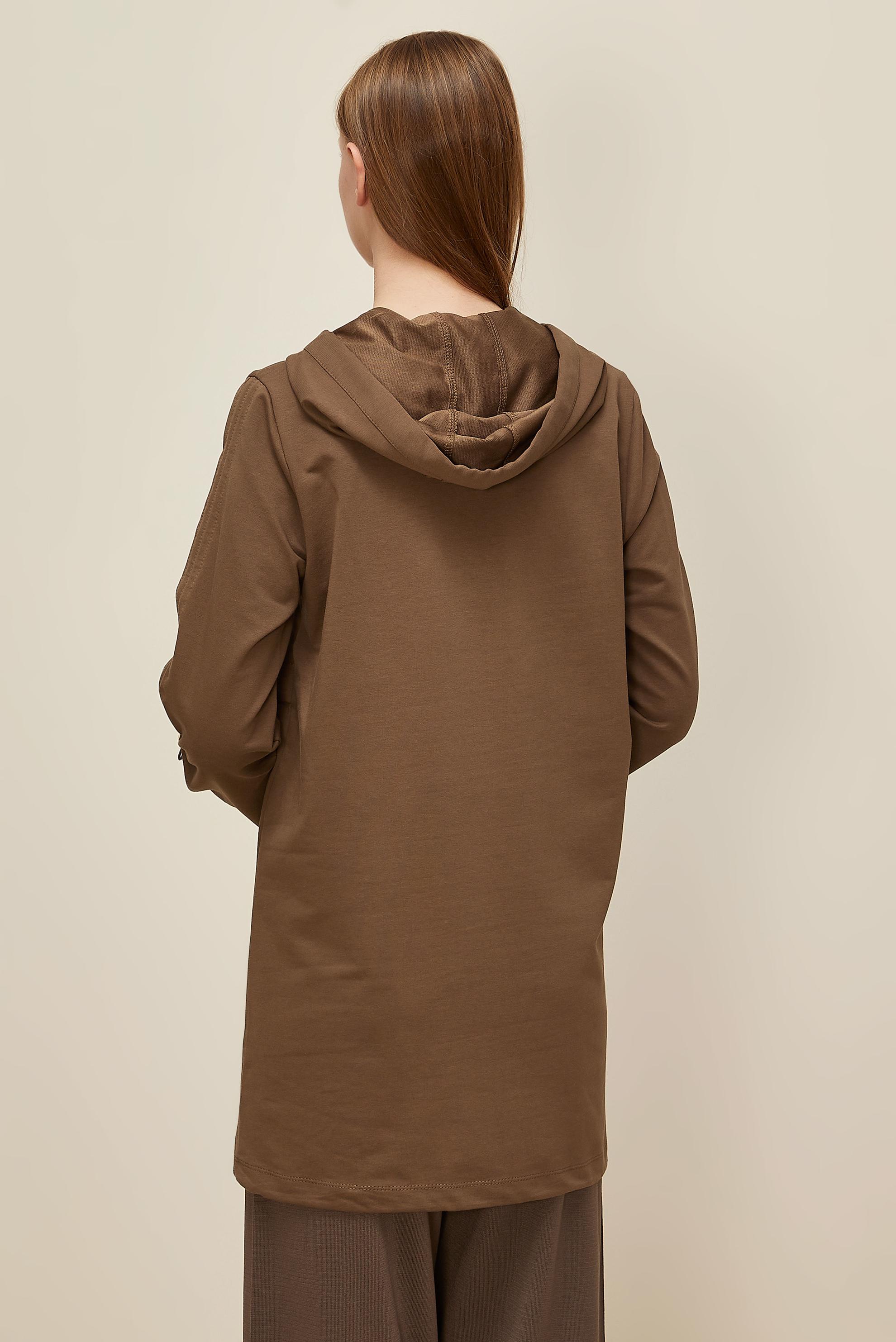 Tesettür giyim KAHVE KAPÜŞONLU EŞOFMAN TUNİK 45978
