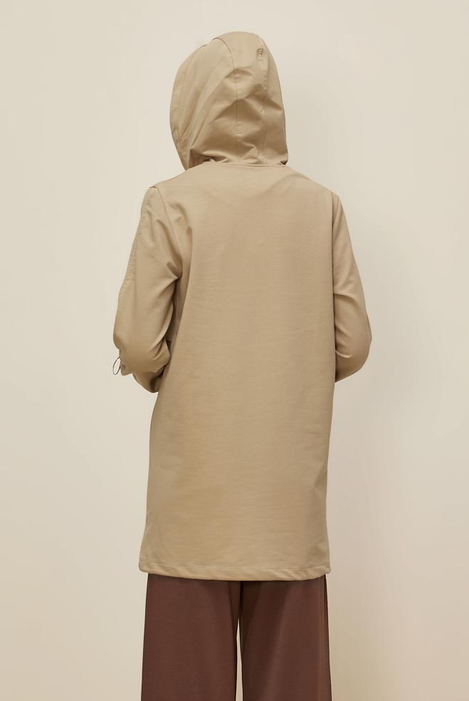 Vêtements hijab SABLE TUNIQUE DE SURVÊTEMENT À CAPUCHE 45978 - ALVİNA
