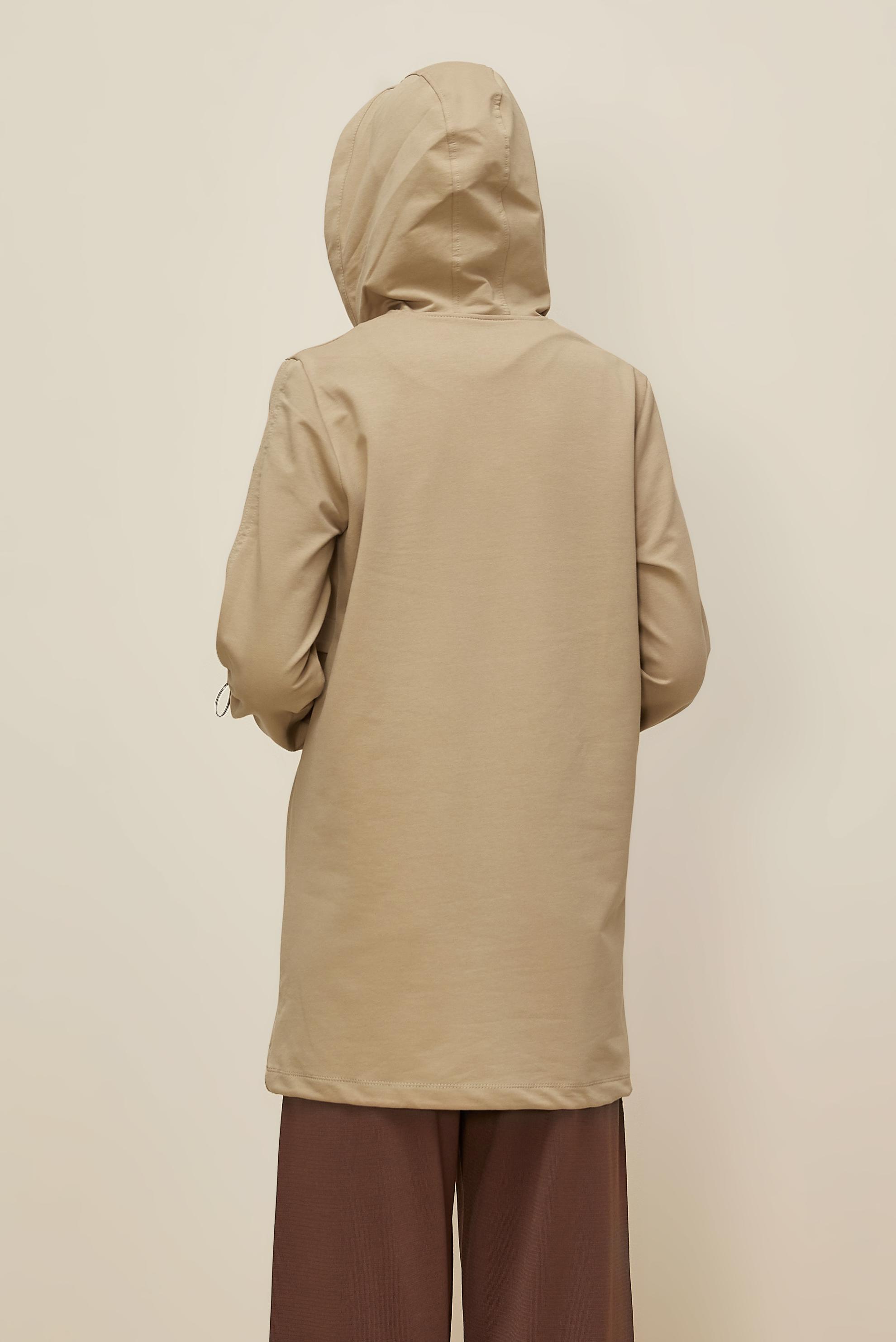 Tesettür giyim KUM KAPÜŞONLU EŞOFMAN TUNİK 45978