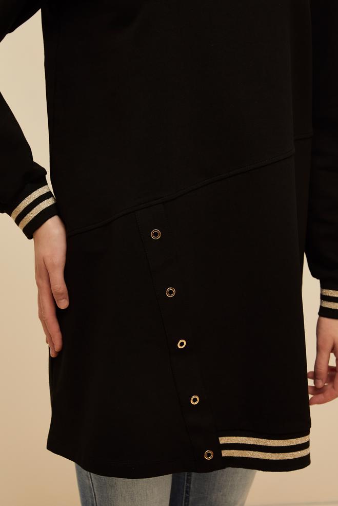 Vêtements hijab NOIR TUNIQUE DE SURVÊTEMENT EN COTON 45979 - ALVİNA