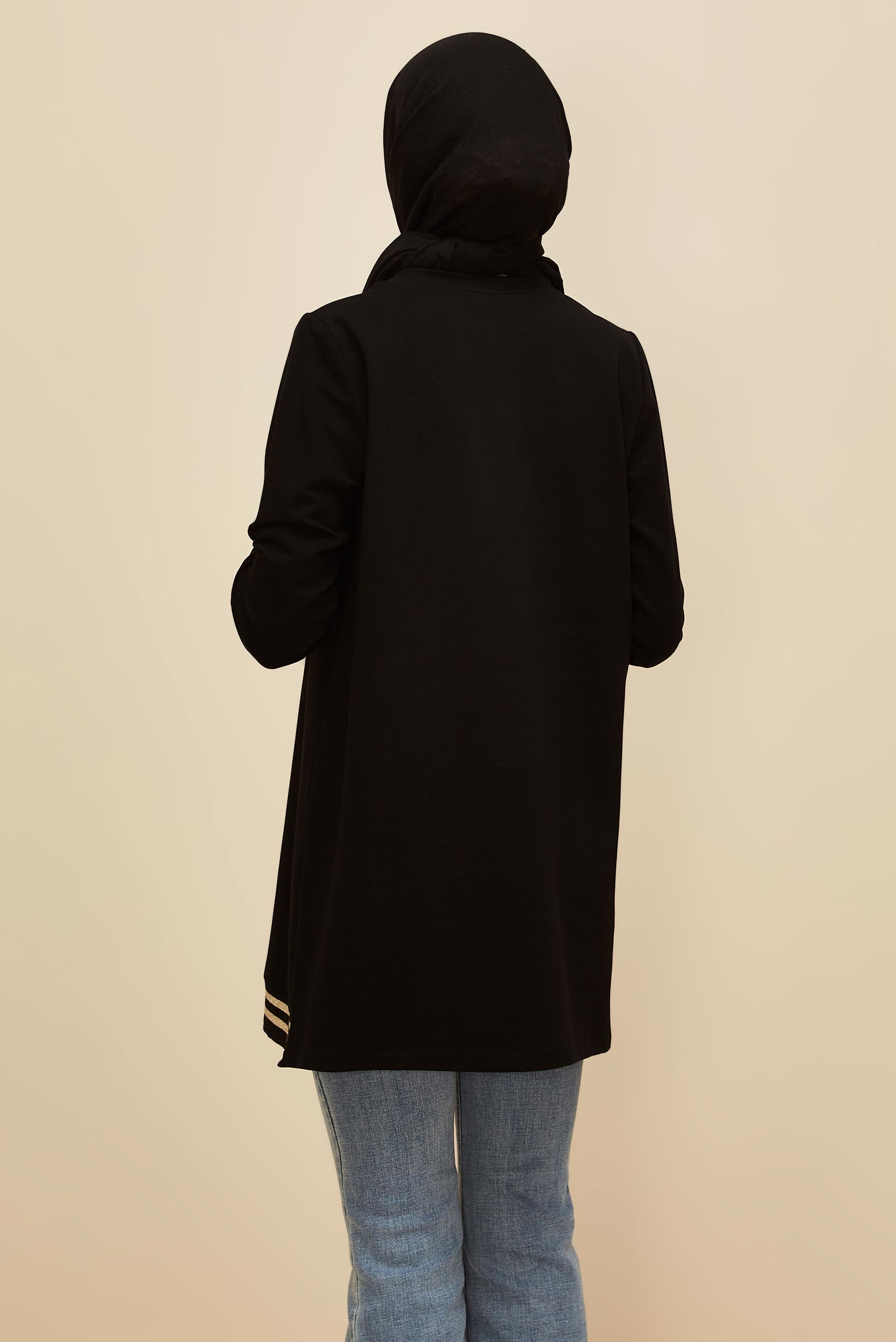 Vêtements hijab NOIR TUNIQUE DE SURVÊTEMENT EN COTON 45979