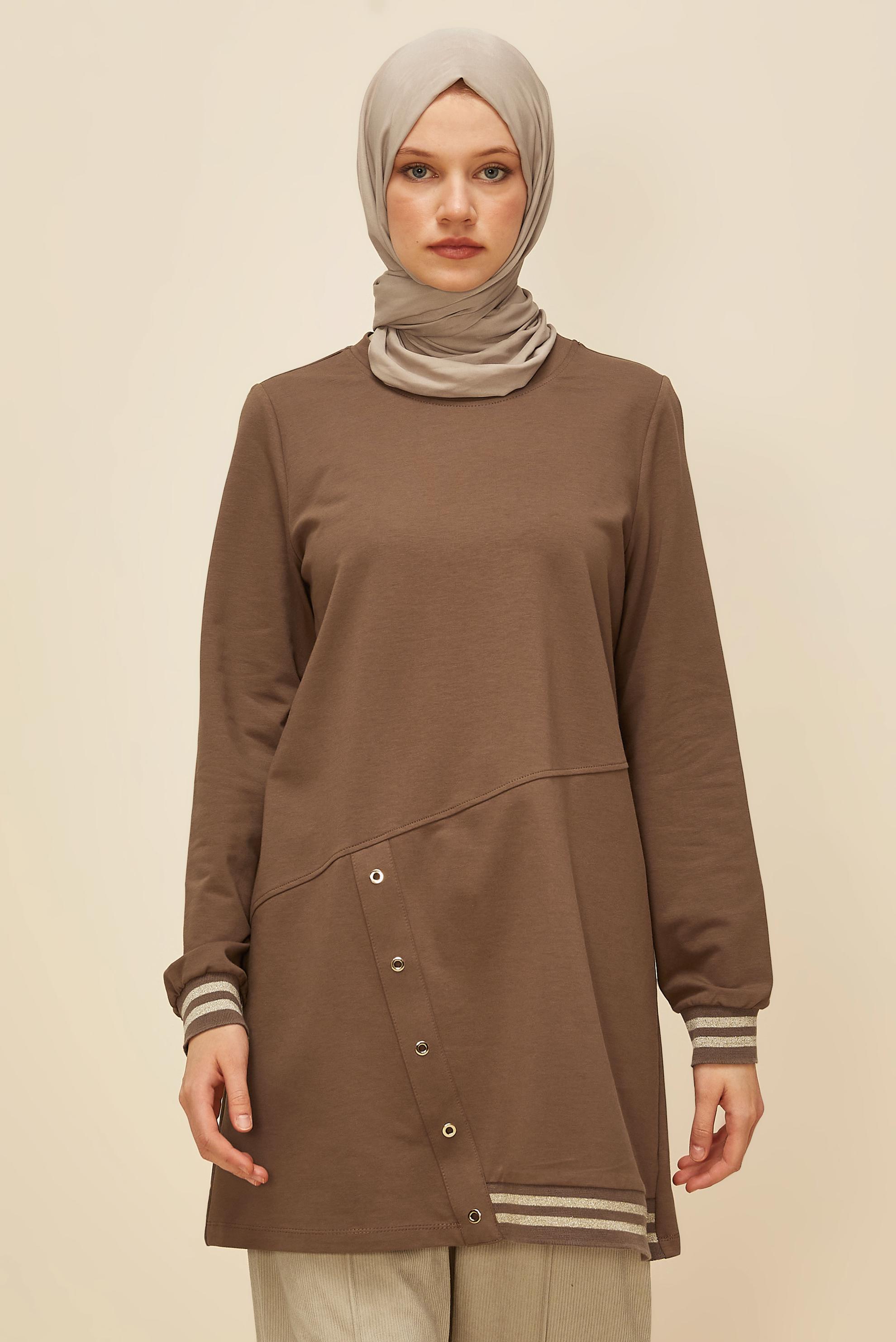 Vêtements hijab BRUN TUNIQUE DE SURVÊTEMENT EN COTON 45979
