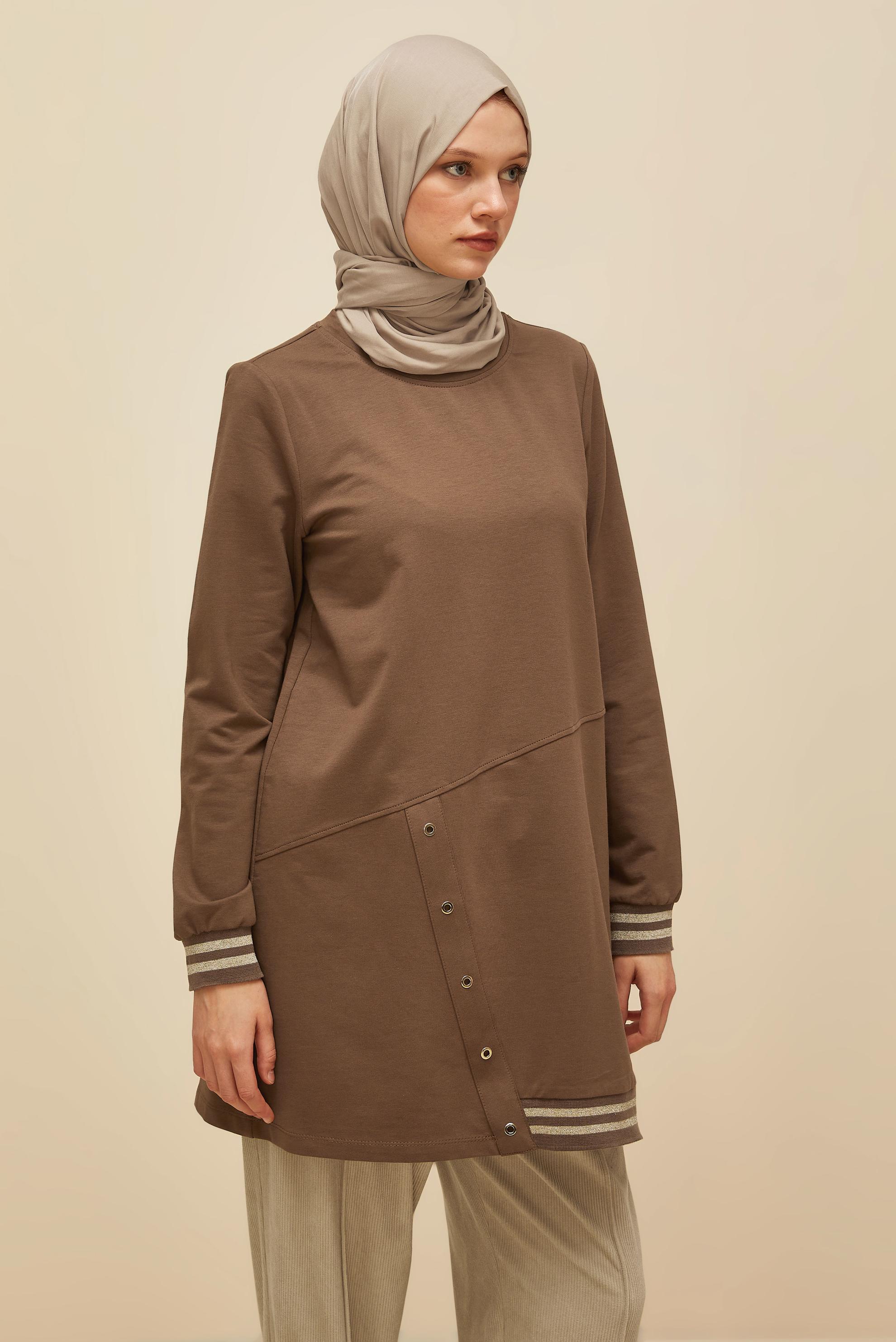 Vêtements hijab BRUN TUNIQUE DE SURVÊTEMENT EN COTON 45979