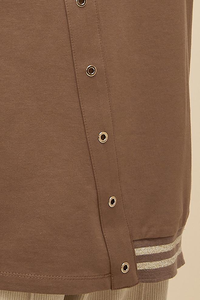 Vêtements hijab BRUN TUNIQUE DE SURVÊTEMENT EN COTON 45979 - ALVİNA