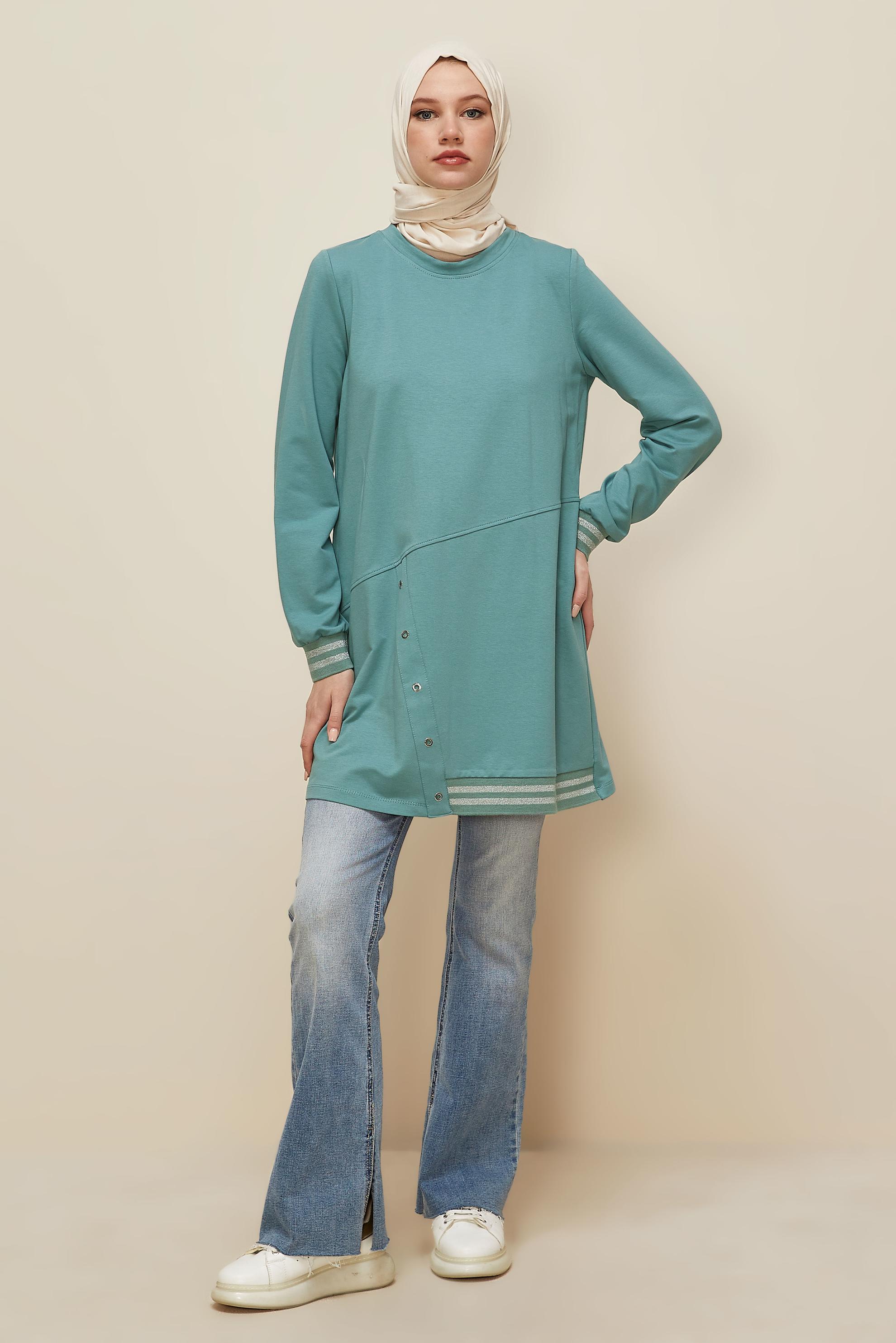 Tesettür giyim MAVİ 45979 ALEDA EŞOFMAN TUNİK 38-46 TEK42