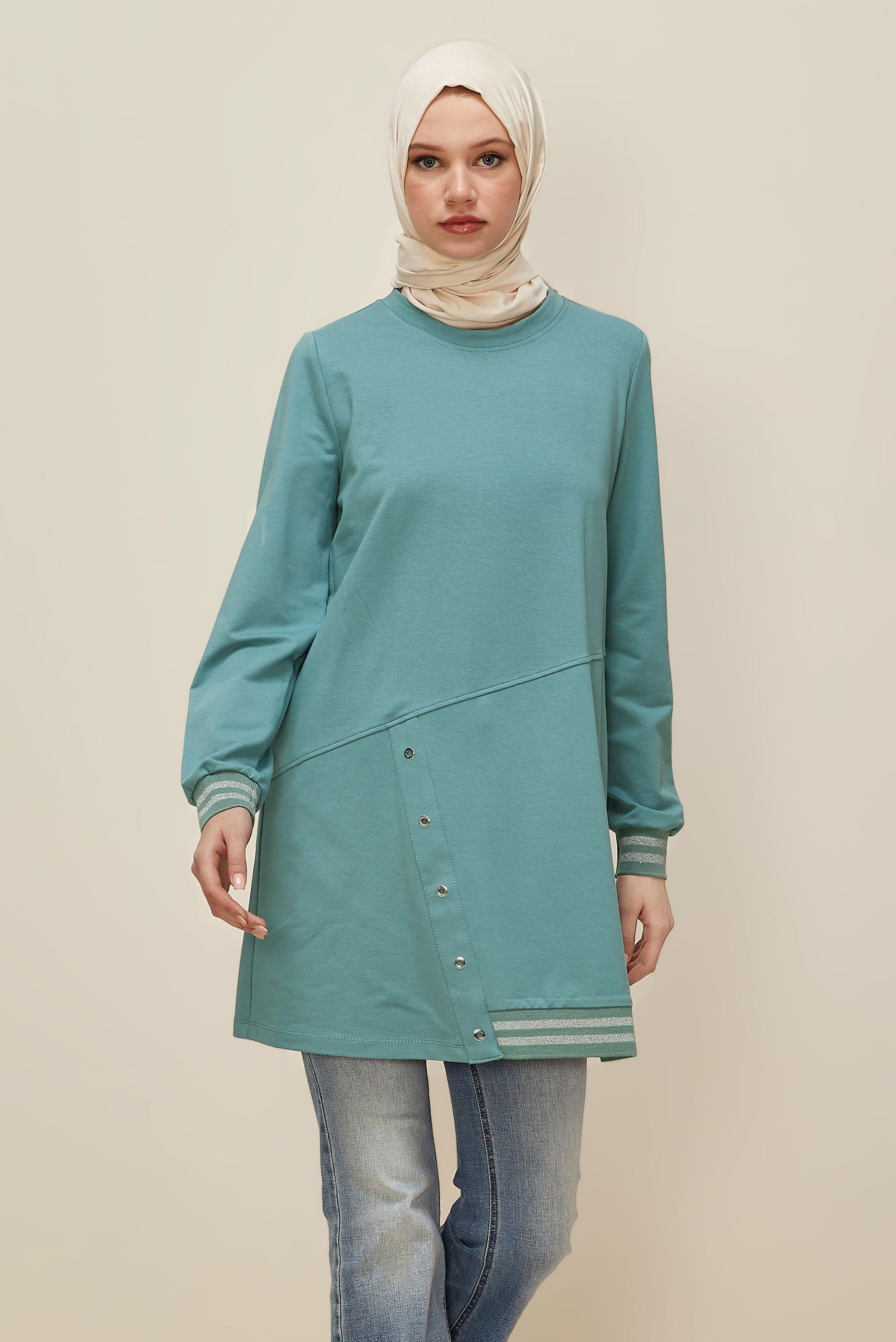 Tesettür giyim MAVİ 45979 ALEDA EŞOFMAN TUNİK 38-46 TEK42