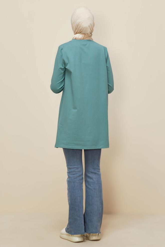 Tesettür giyim MAVİ 45979 ALEDA EŞOFMAN TUNİK 38-46 TEK42 - ALVİNA