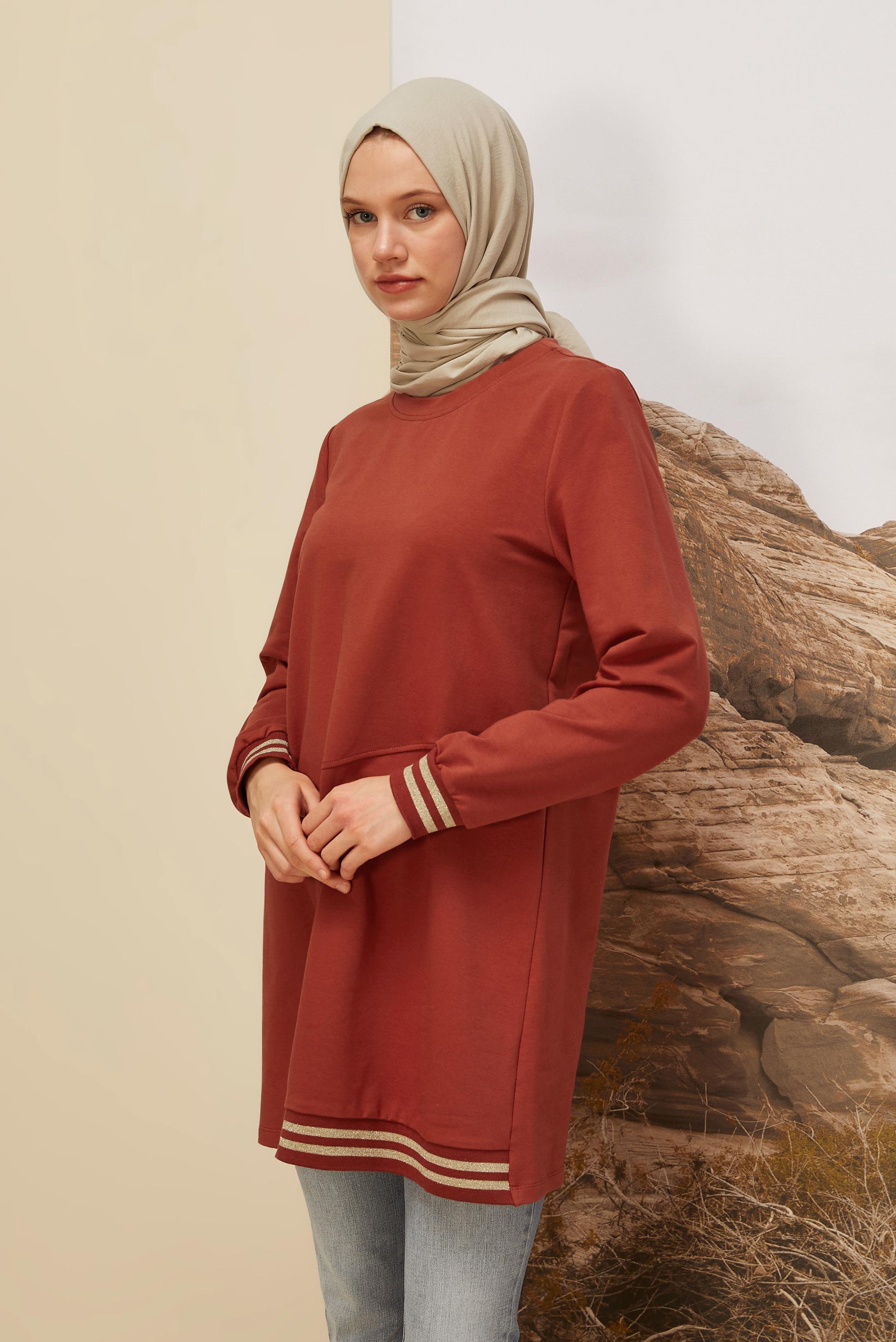 Vêtements hijab ORANGE TUNIQUE DE SURVÊTEMENT EN COTON 45979