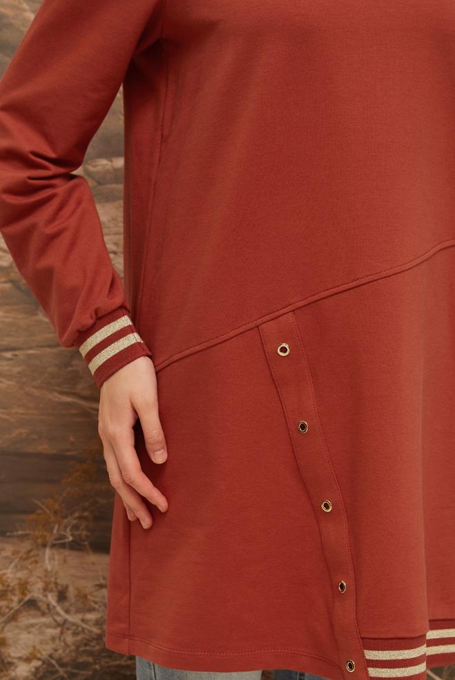 Vêtements hijab ORANGE TUNIQUE DE SURVÊTEMENT EN COTON 45979 - ALVİNA