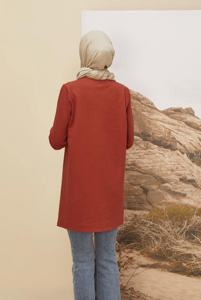 Vêtements hijab ORANGE TUNIQUE DE SURVÊTEMENT EN COTON 45979 - ALVİNA