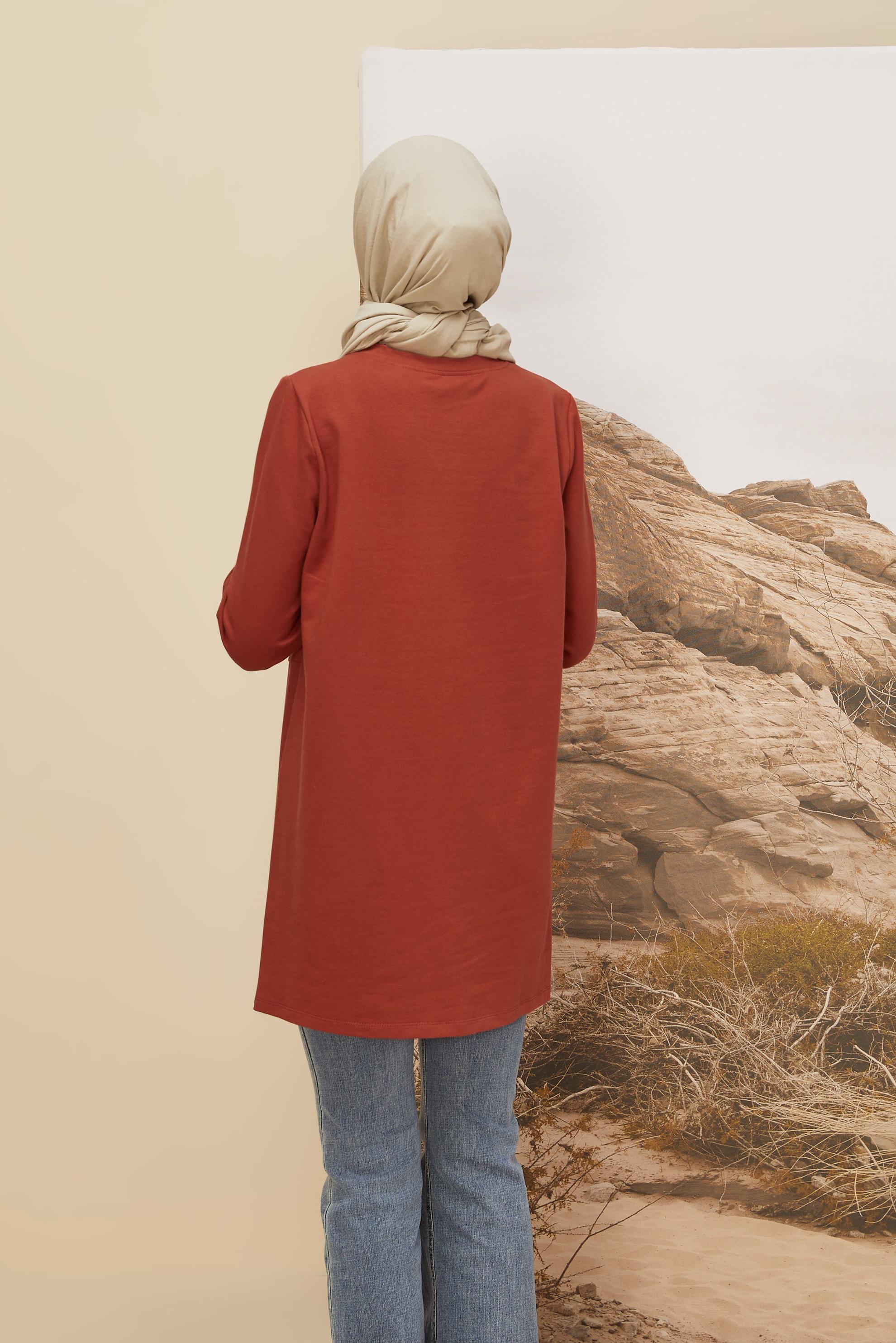 Vêtements hijab ORANGE TUNIQUE DE SURVÊTEMENT EN COTON 45979