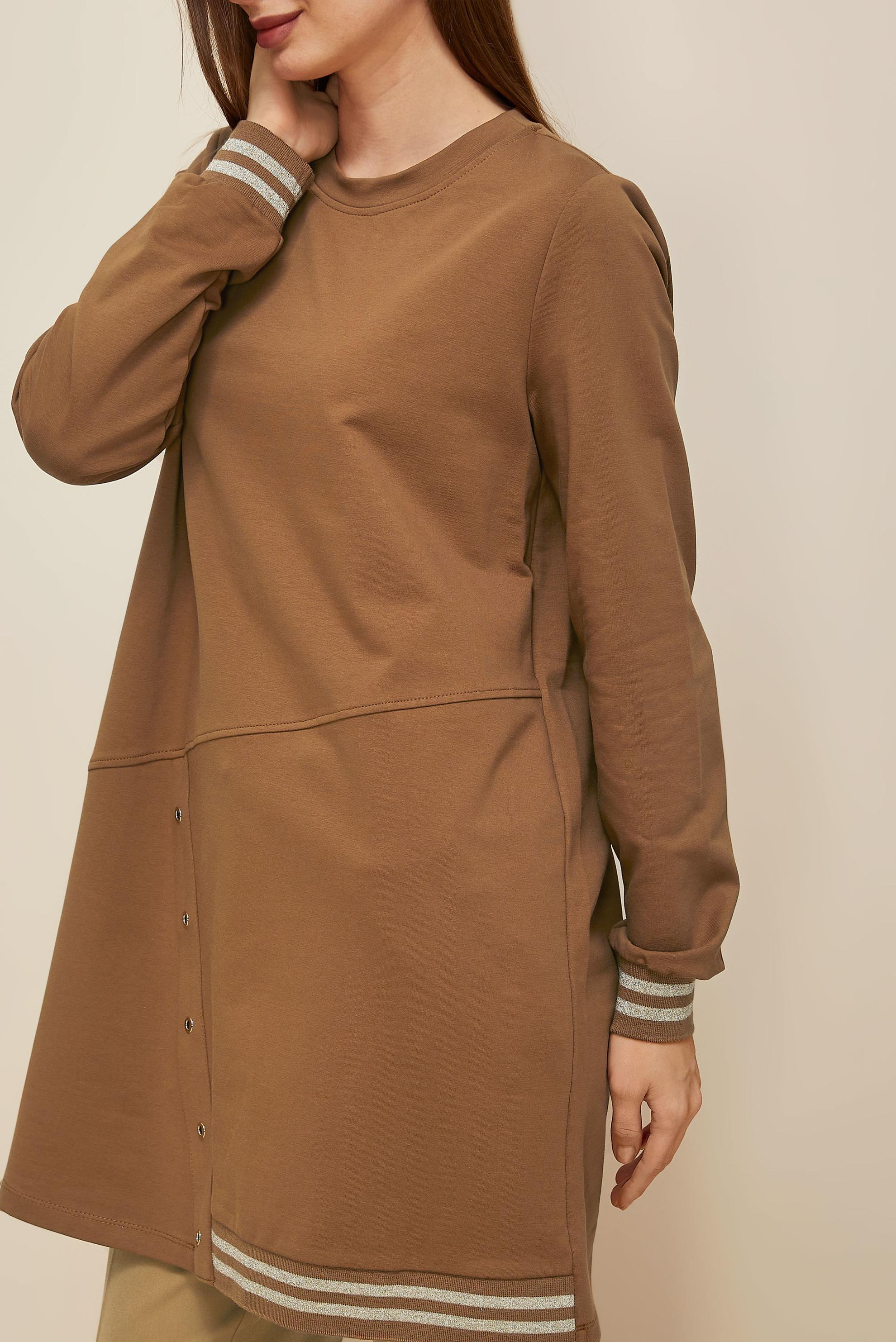 Tesettür giyim KAHVE PAMUKLU EŞOFMAN TUNİK 45979