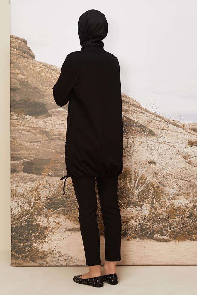 Tesettür giyim SİYAH 45980 ALEDA EŞOFMAN TUNİK 38-46 TEK40 - ALVİNA