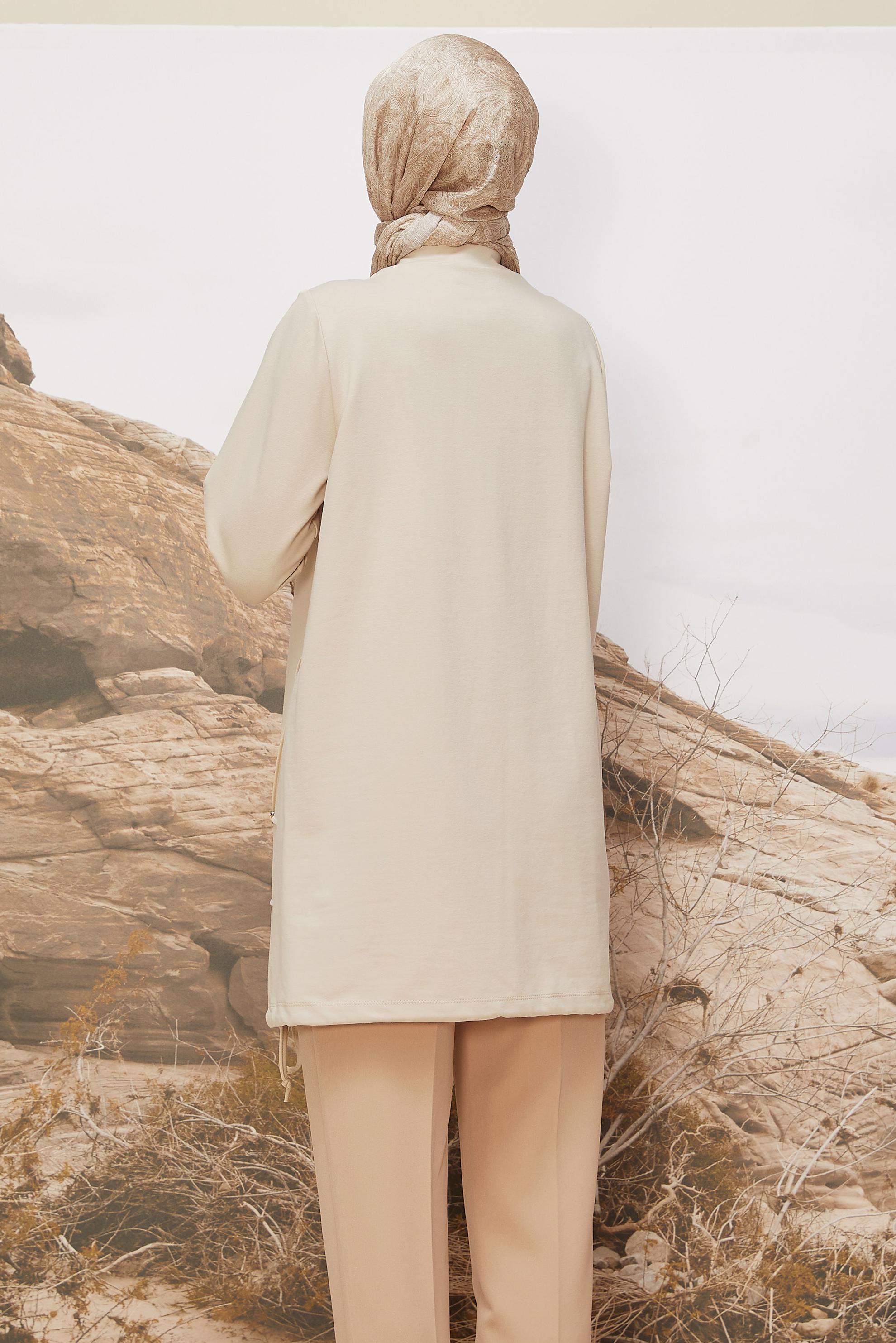 Tesettür giyim BEJ 45980 ALEDA EŞOFMAN TUNİK 38-46 TEK40