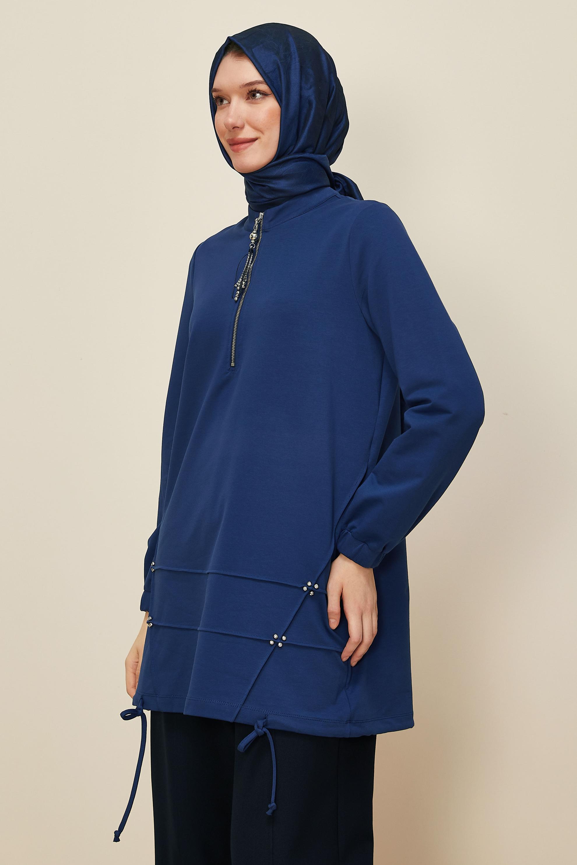 Tesettür giyim LACİVERT 45980 ALEDA EŞOFMAN TUNİK 38-46 TEK40