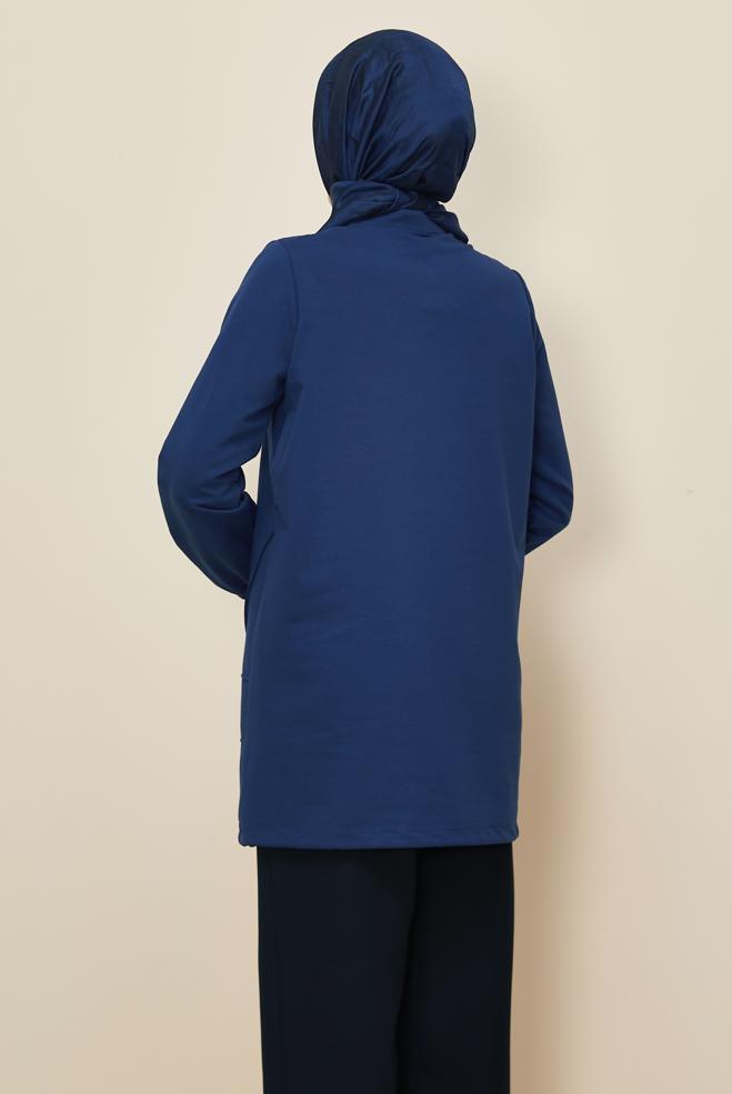 Tesettür giyim LACİVERT 45980 ALEDA EŞOFMAN TUNİK 38-46 TEK40 - ALVİNA