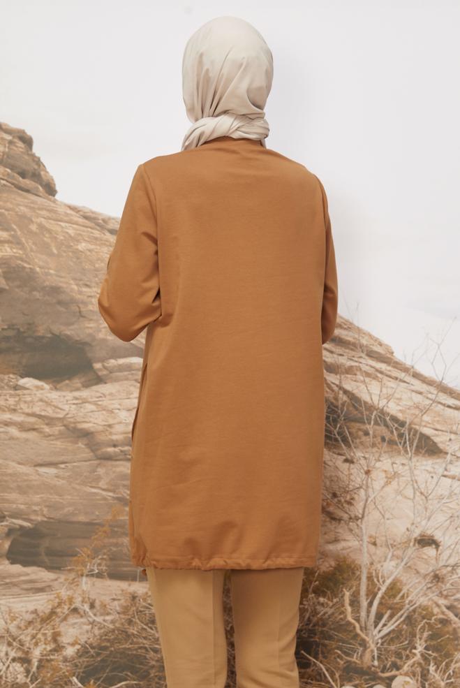 Tesettür giyim KAHVE 45980 ALEDA EŞOFMAN TUNİK 38-46 TEK40 - ALVİNA