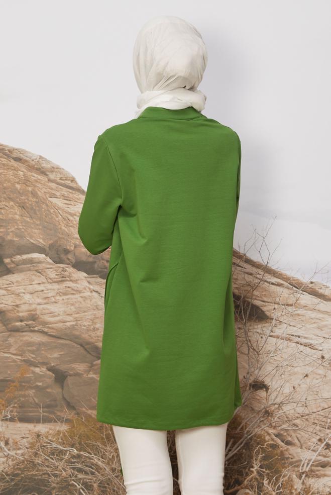 Hijab clothing GREEN ZIPPERED TRACKSUIT TUNIC 45980 - ALVİNA