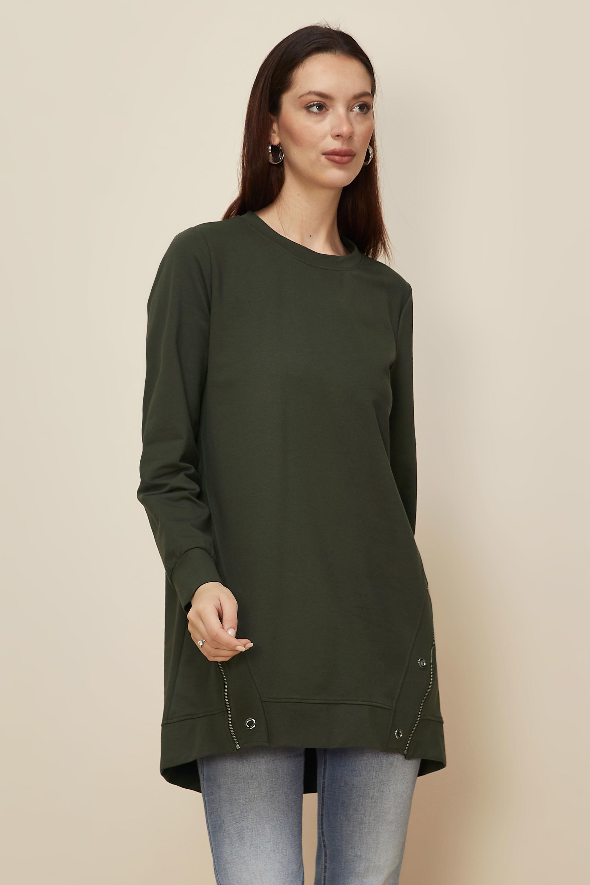 Tesettür giyim HAKİ 45981 ALEDA EŞOFMAN TUNİK 38-46 TEK40