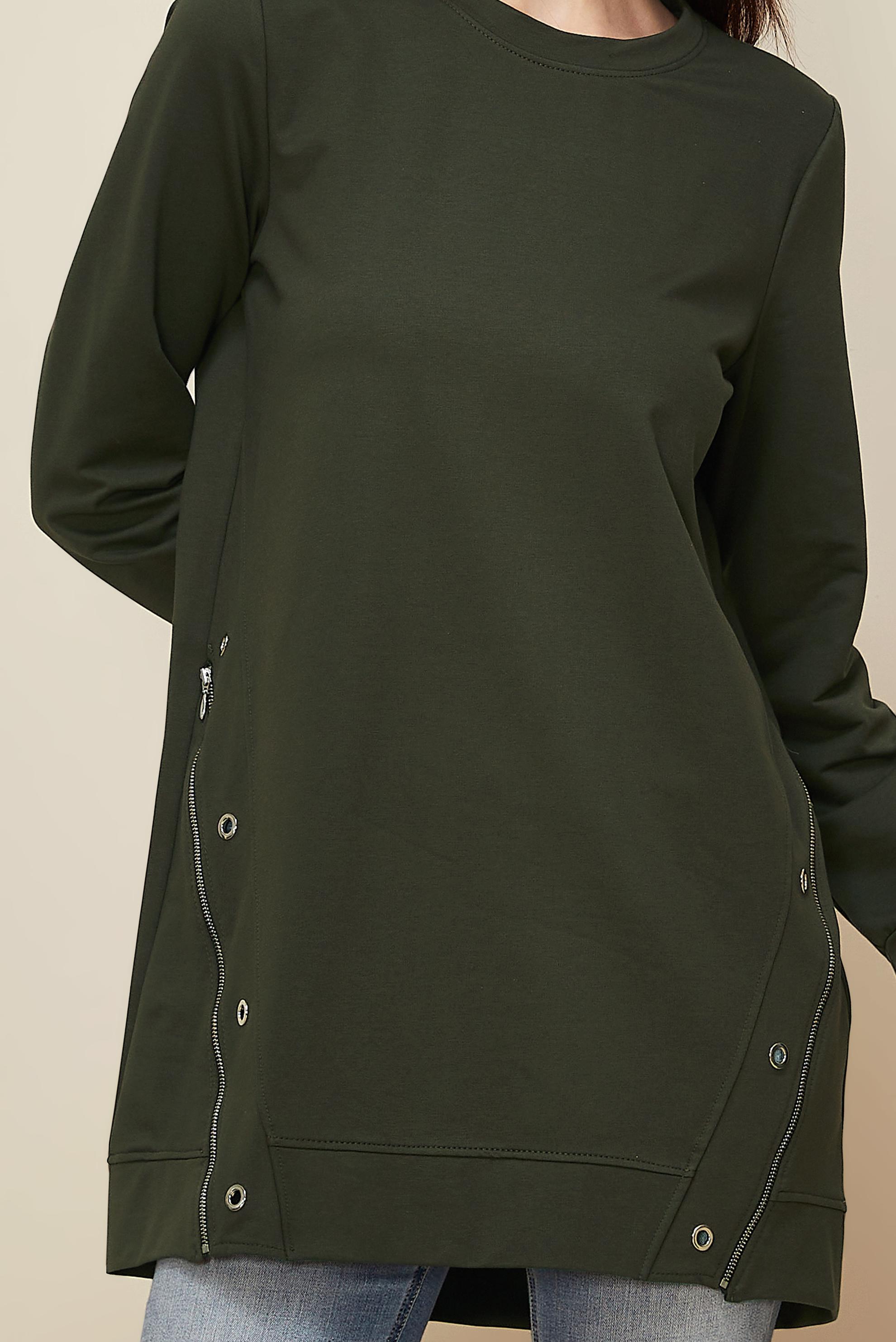 Tesettür giyim HAKİ 45981 ALEDA EŞOFMAN TUNİK 38-46 TEK40