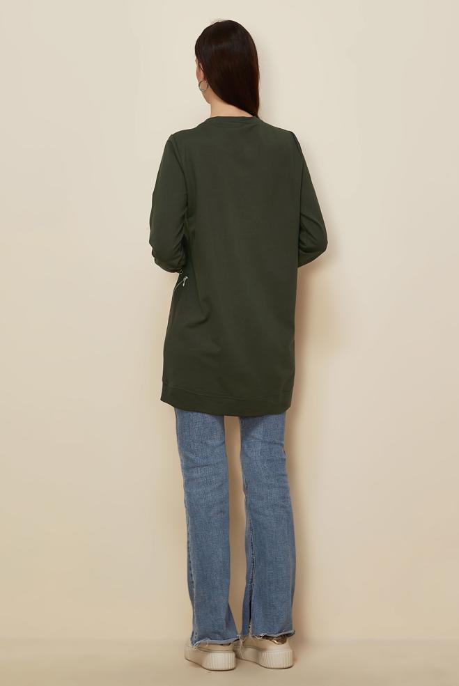 Tesettür giyim HAKİ 45981 ALEDA EŞOFMAN TUNİK 38-46 TEK40 - ALVİNA