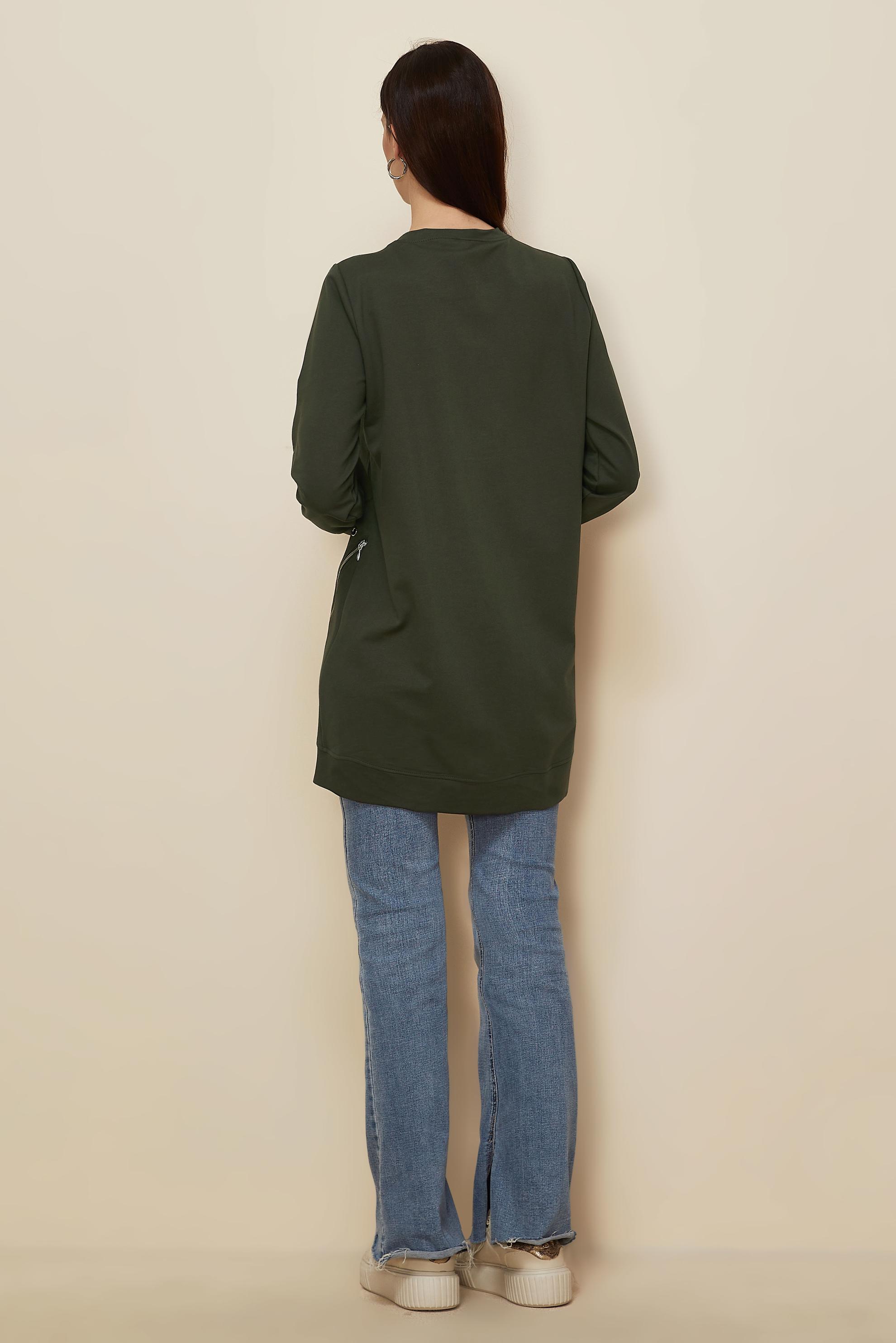 Tesettür giyim HAKİ 45981 ALEDA EŞOFMAN TUNİK 38-46 TEK40