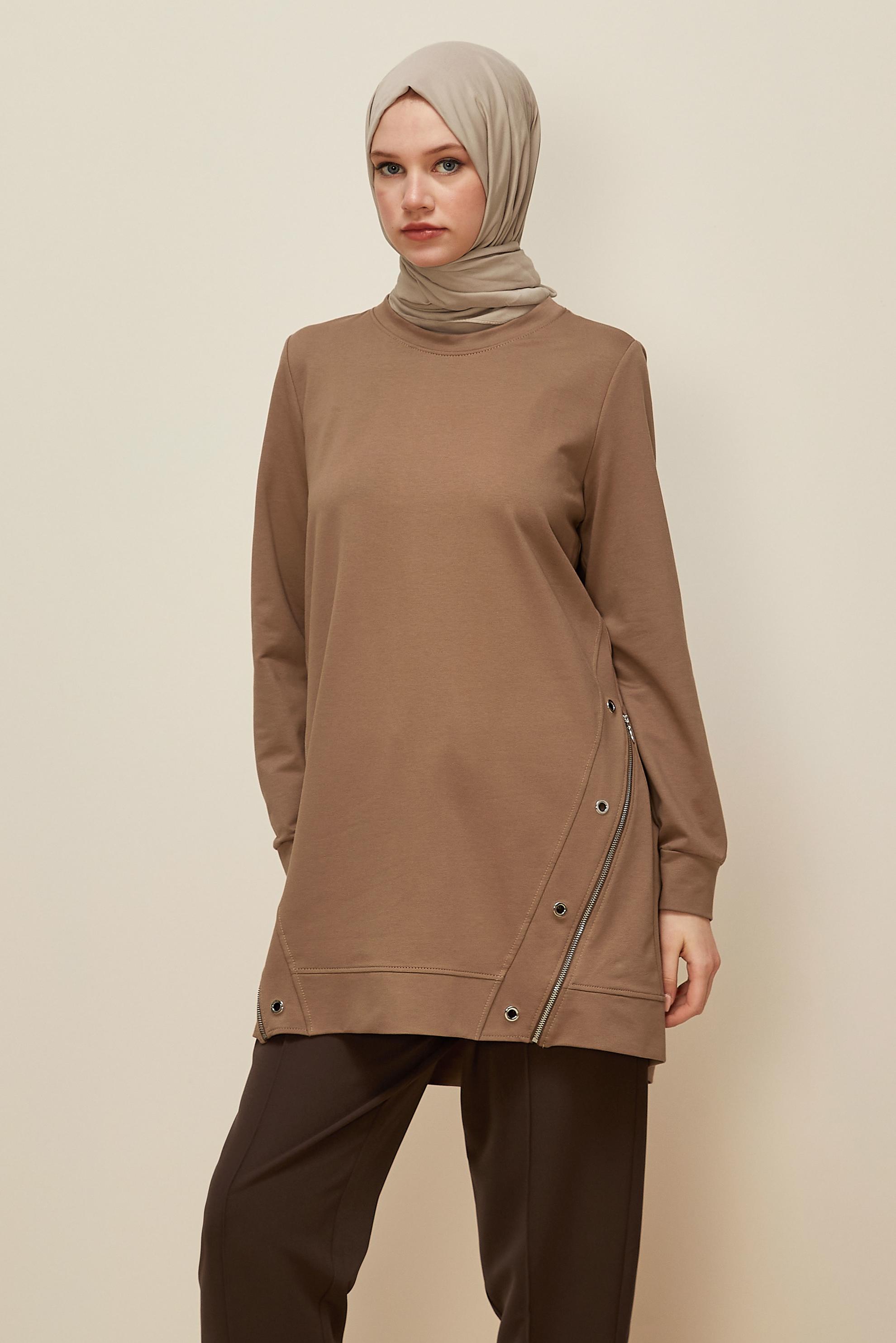 Hijab clothing BROWN 45981 ALEDA EŞOFMAN TUNİK 38-46 TEK40