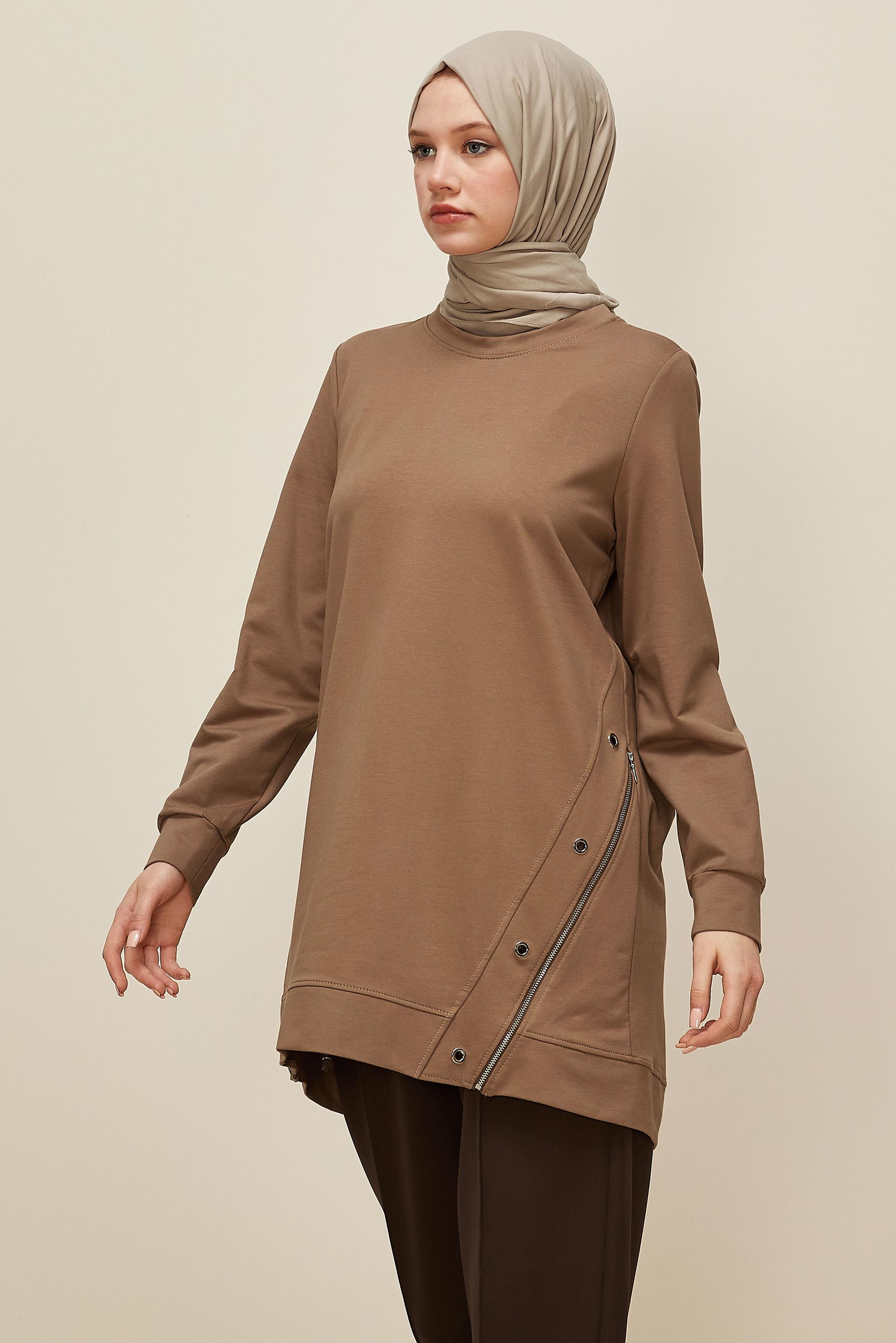 Hijab clothing BROWN 45981 ALEDA EŞOFMAN TUNİK 38-46 TEK40
