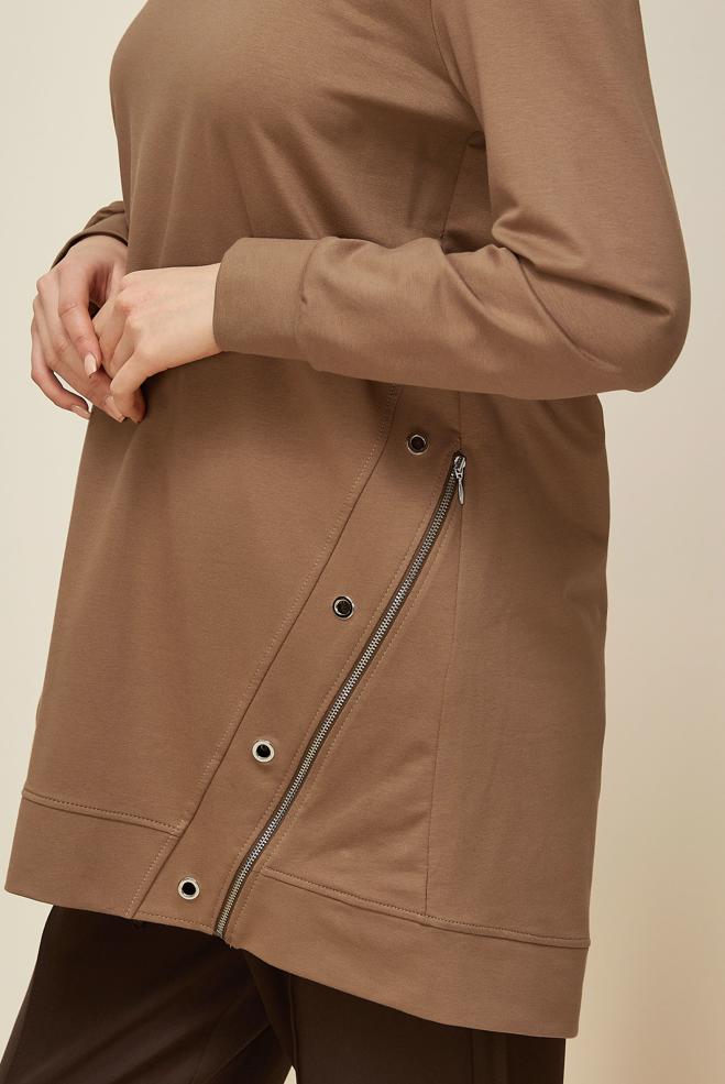 Tesettür giyim KAHVE 45981 ALEDA EŞOFMAN TUNİK 38-46 TEK40 - ALVİNA