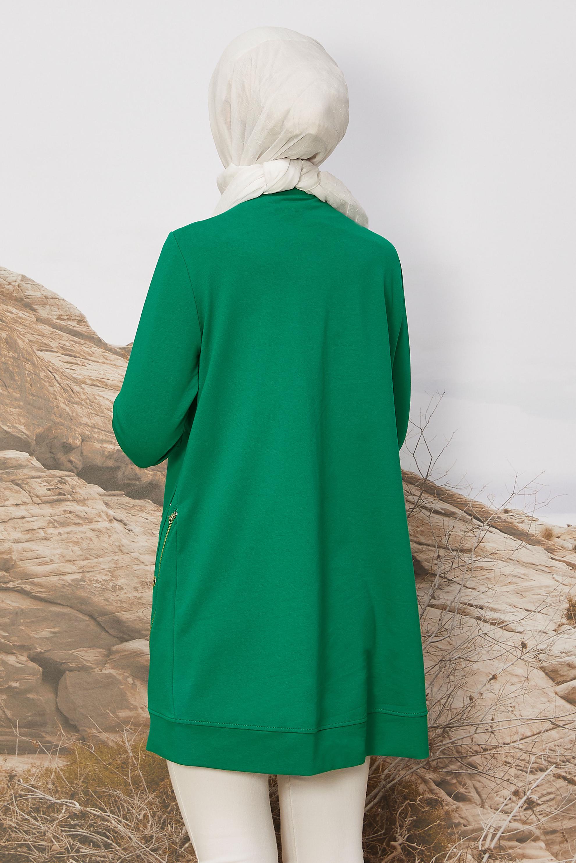 Hijab clothing GREEN EYELET DETAILED TRACKSUIT TUNIC 45981