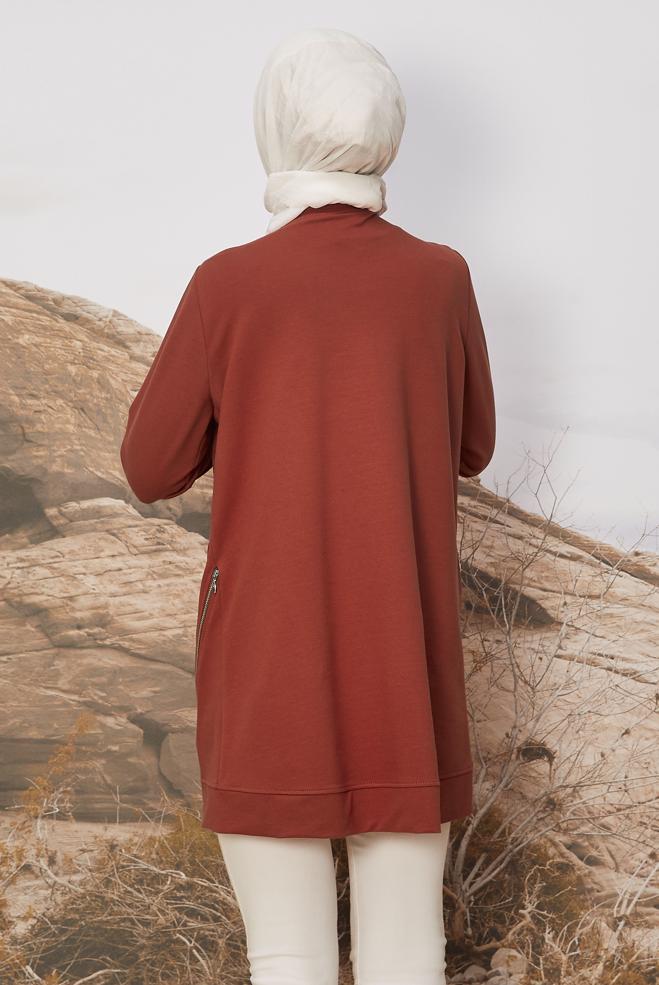 Hijab clothing ORANGE EYELET DETAILED TRACKSUIT TUNIC 45981 - ALVİNA