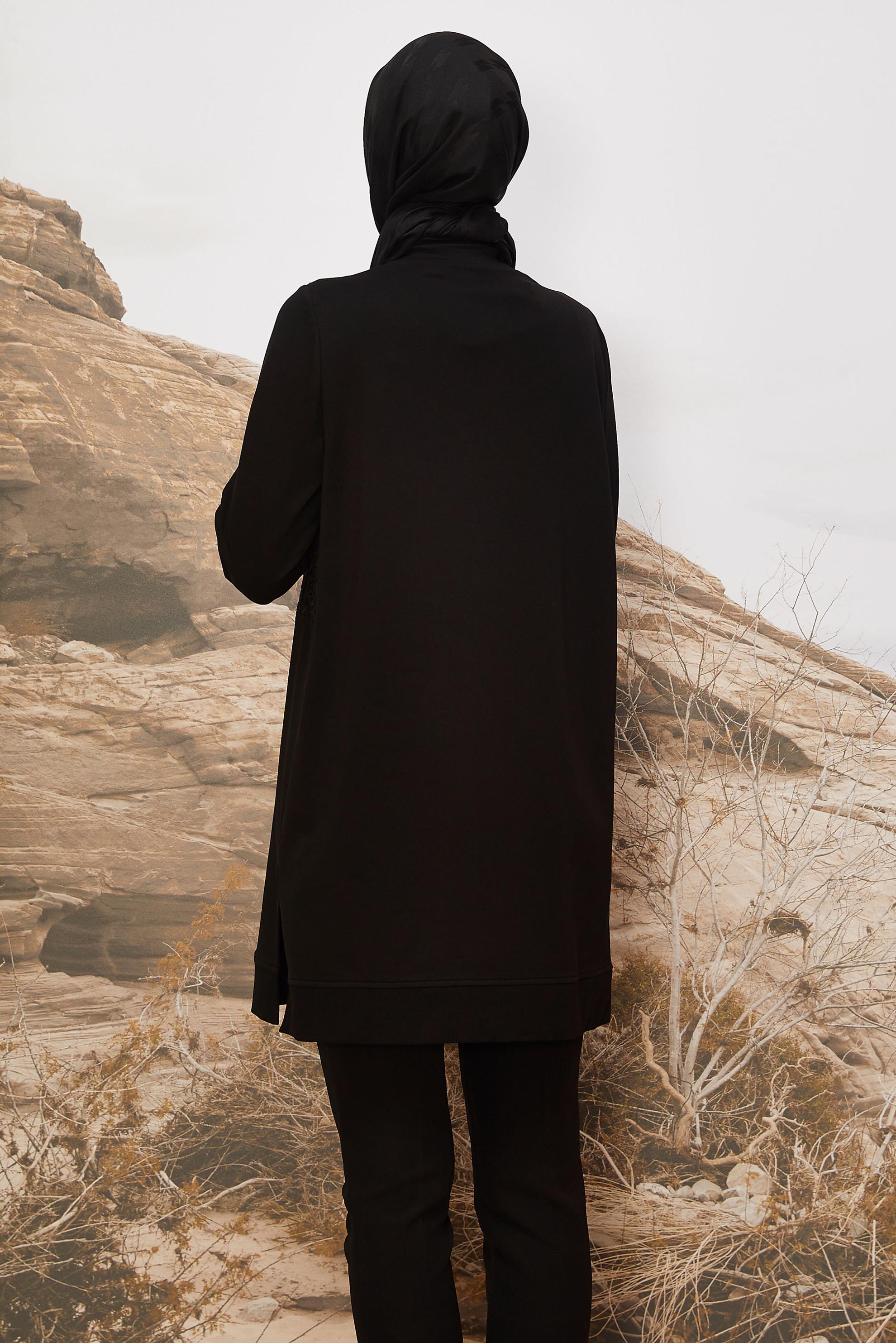 Tesettür giyim SİYAH 45984 ALEDA EŞOFMAN TUNİK 38-46 TEK 40