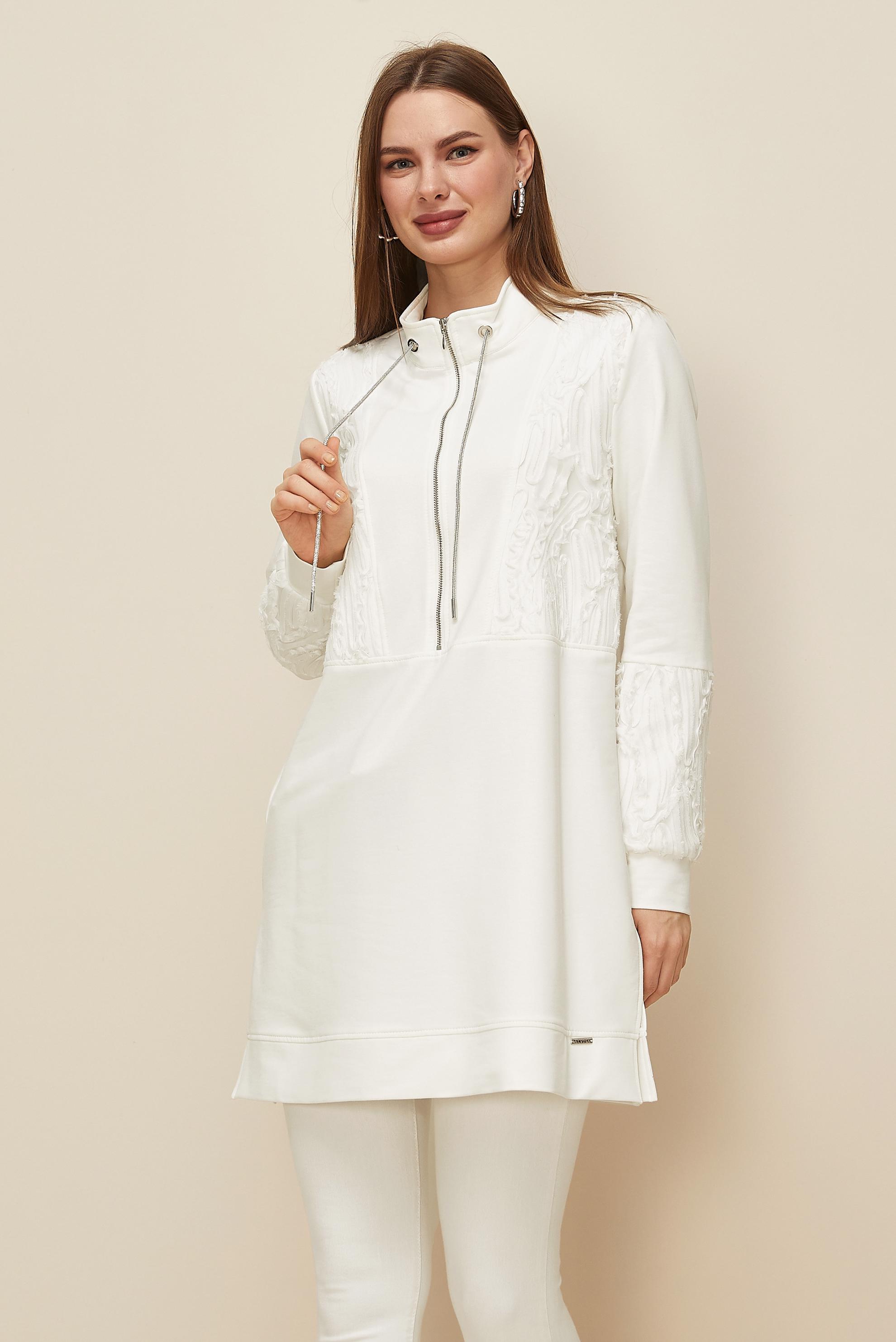 Tesettür giyim BEYAZ 45984 ALEDA EŞOFMAN TUNİK 38-46 TEK 40