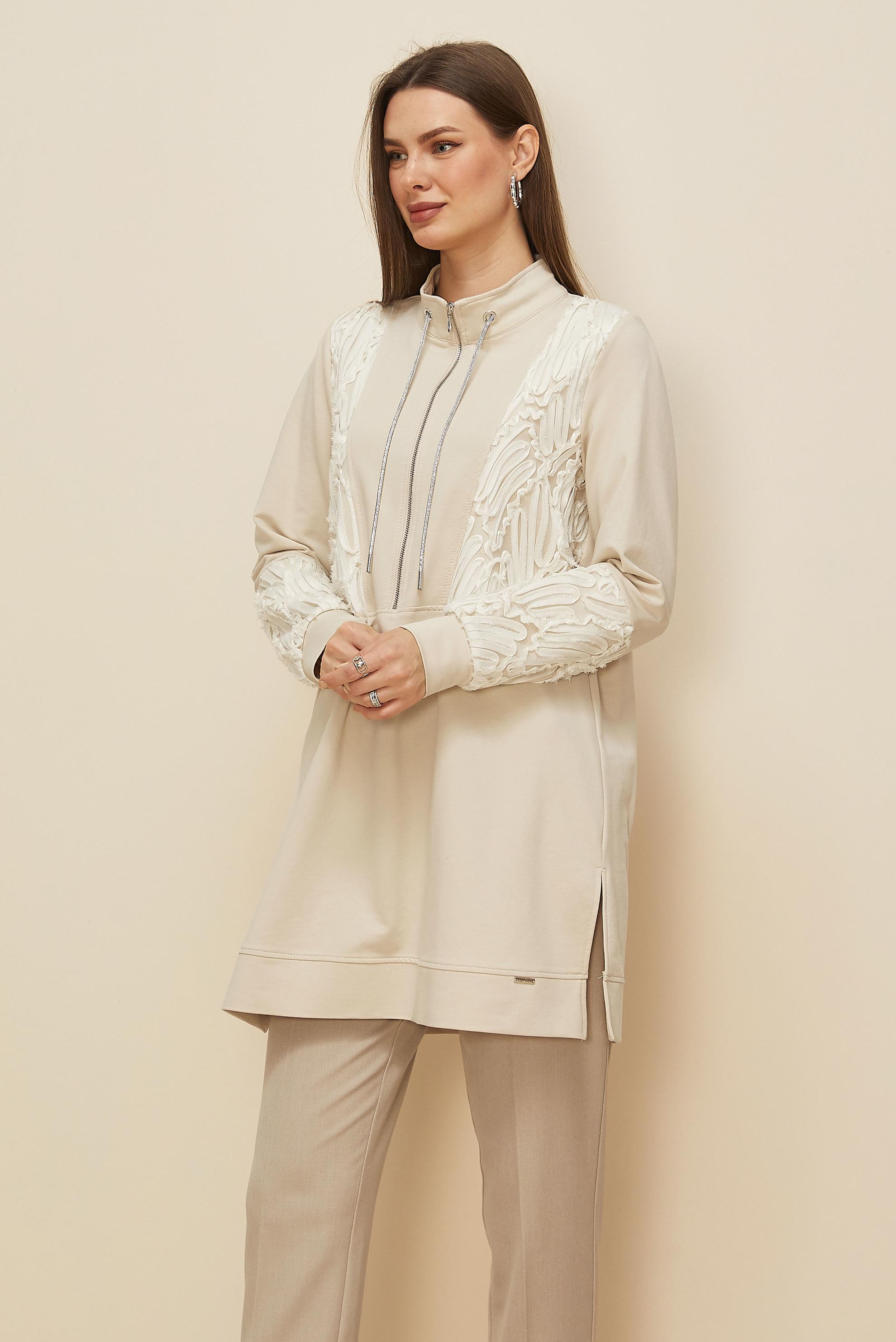 Tesettür giyim BEJ 45984 ALEDA EŞOFMAN TUNİK 38-46 TEK 40