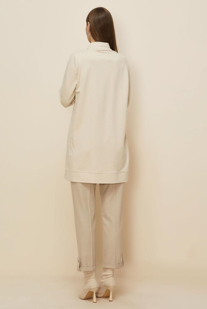 Tesettür giyim BEJ 45984 ALEDA EŞOFMAN TUNİK 38-46 TEK 40 - ALVİNA