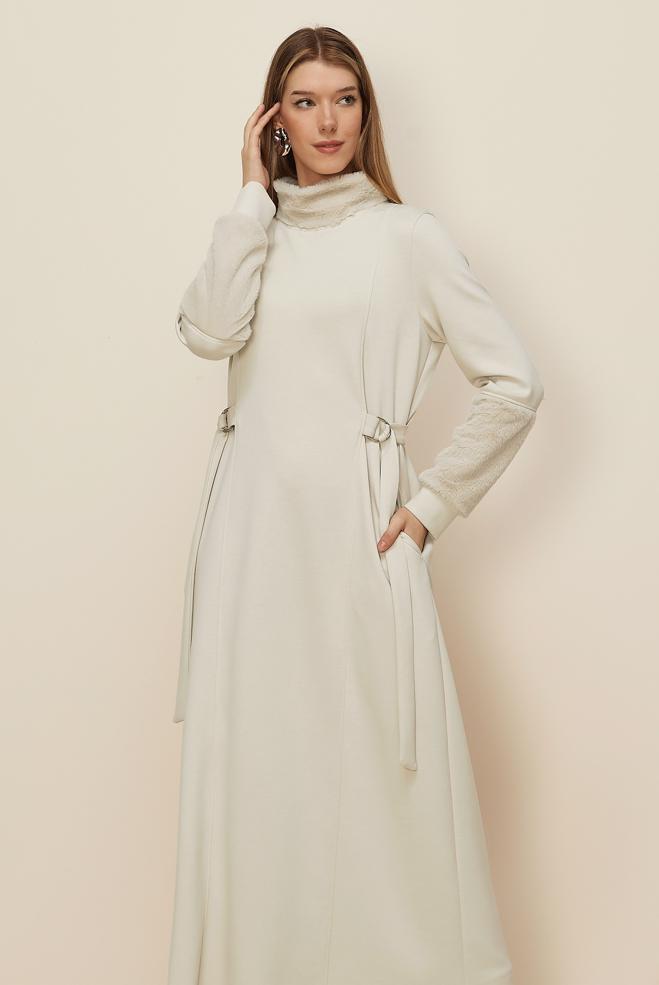 Vêtements hijab BEIGE ROBE DE SURVÊTEMENT 45994 - ALVİNA