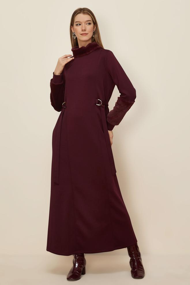 Vêtements hijab ROUGE BORDEAUX ROBE DE SURVÊTEMENT 45994 - ALVİNA