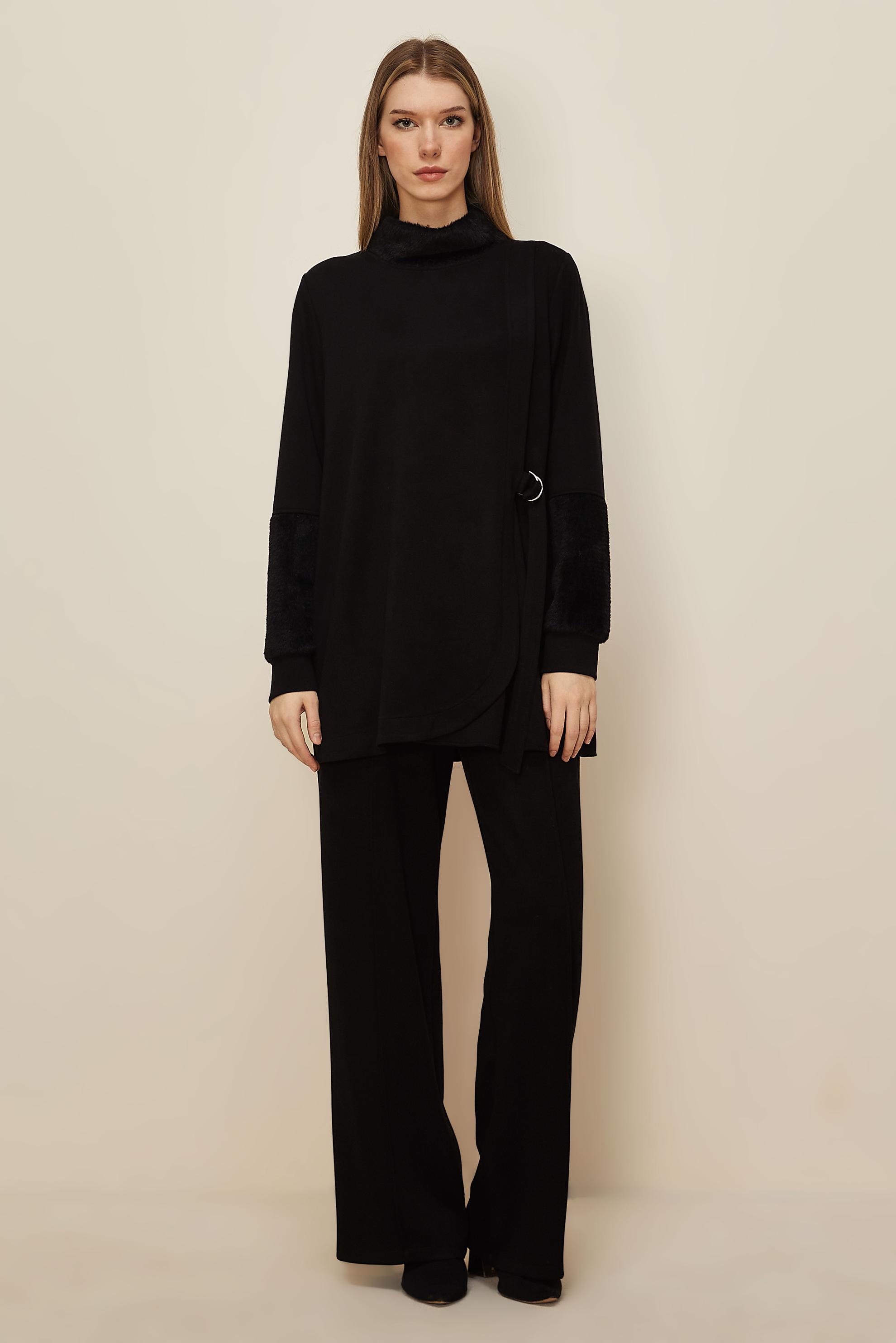 Tesettür giyim SİYAH SABİT KEMERLİ EŞOFMAN TAKIMI 45995