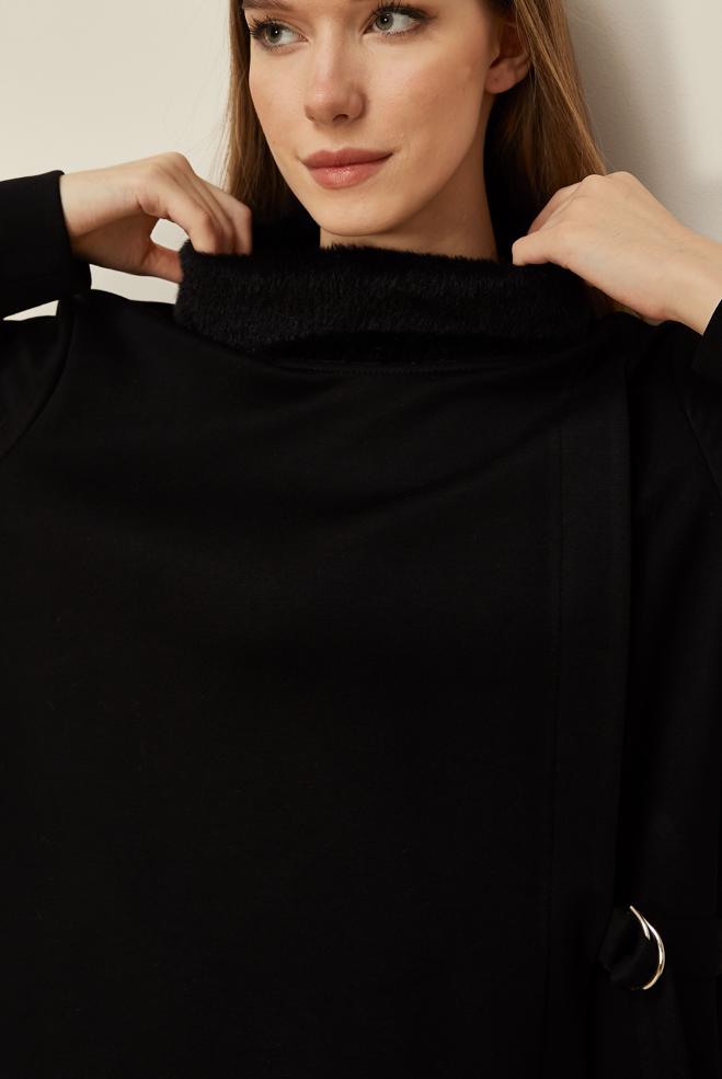 Tesettür giyim SİYAH SABİT KEMERLİ EŞOFMAN TAKIMI 45995 - ALVİNA