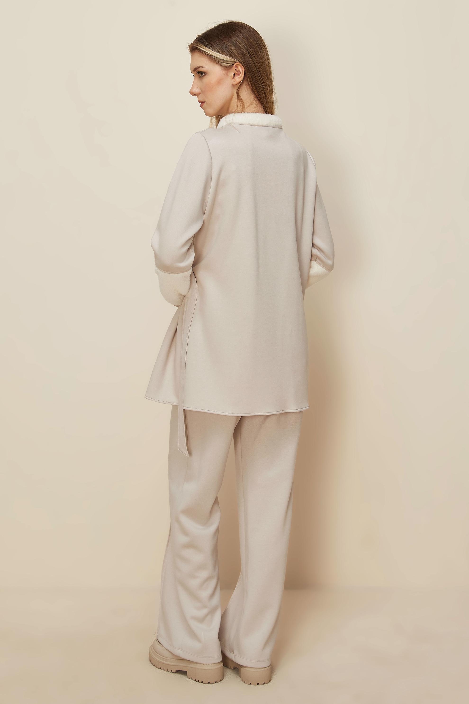 Tesettür giyim EKRU SABİT KEMERLİ EŞOFMAN TAKIMI 45995