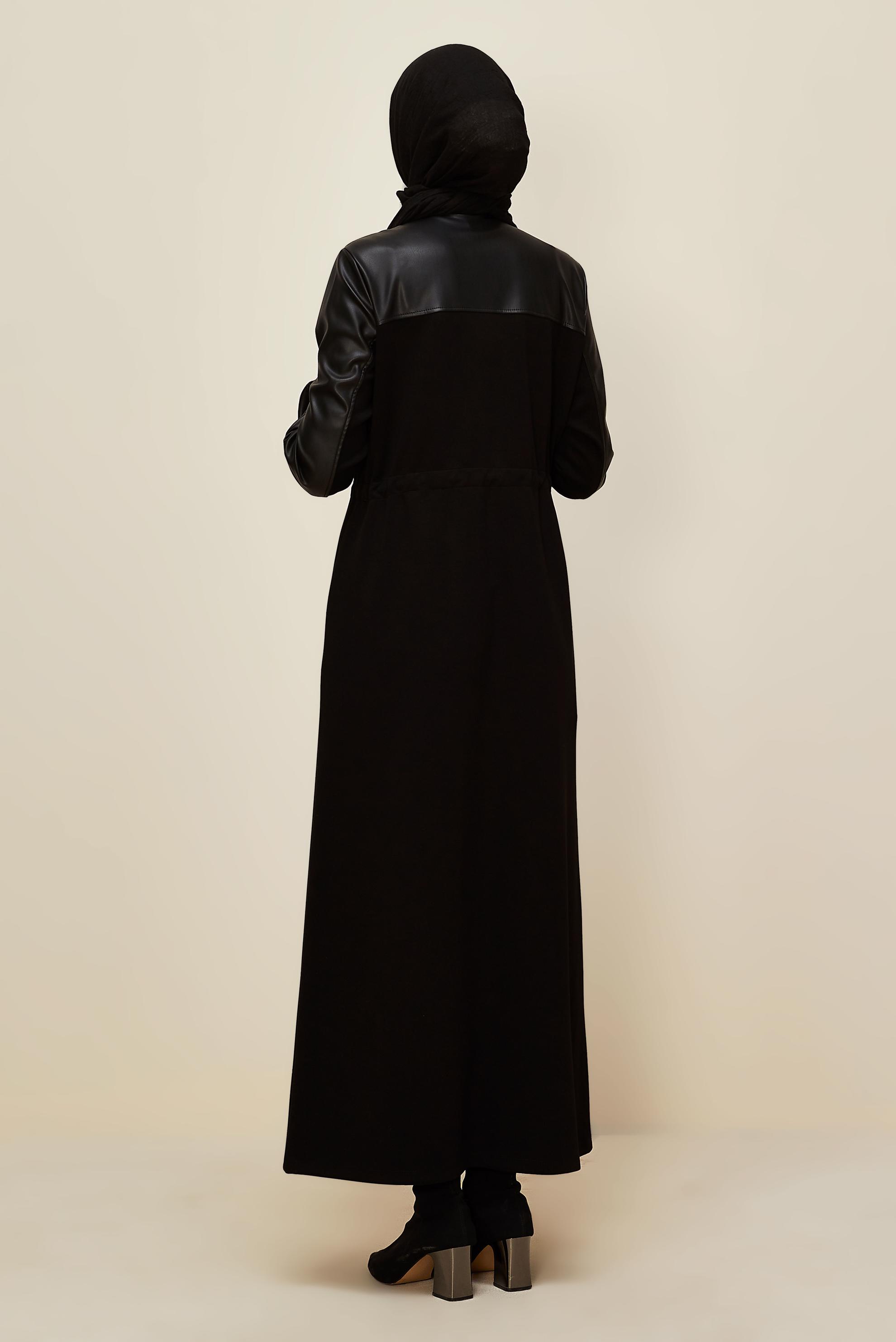 Hijab clothing BLACK SHIRT COLLAR TRACKSUIT DRESS 45996